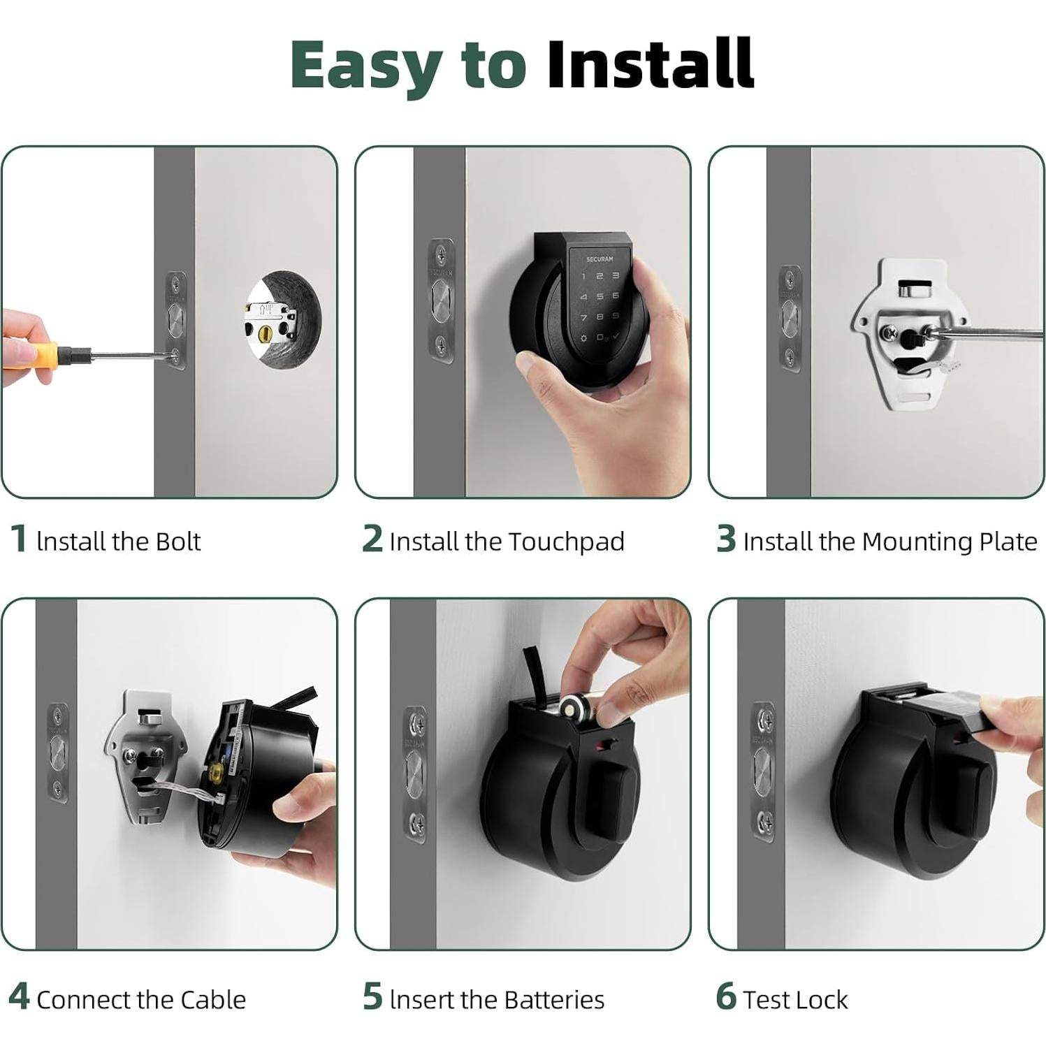 Cerradura Inteligente SECURAM Touch Biométrica Bluetooth Negra