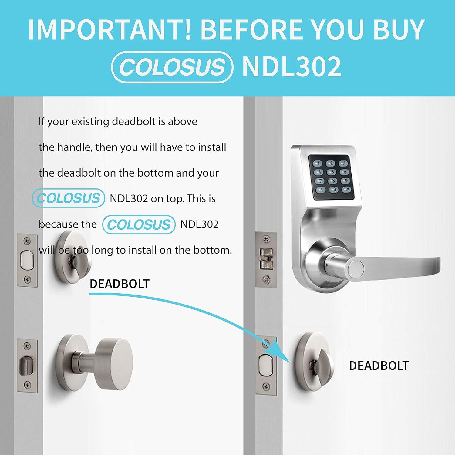 Cerradura Electrónica Colosus NDL302 con Teclado y Control Remoto