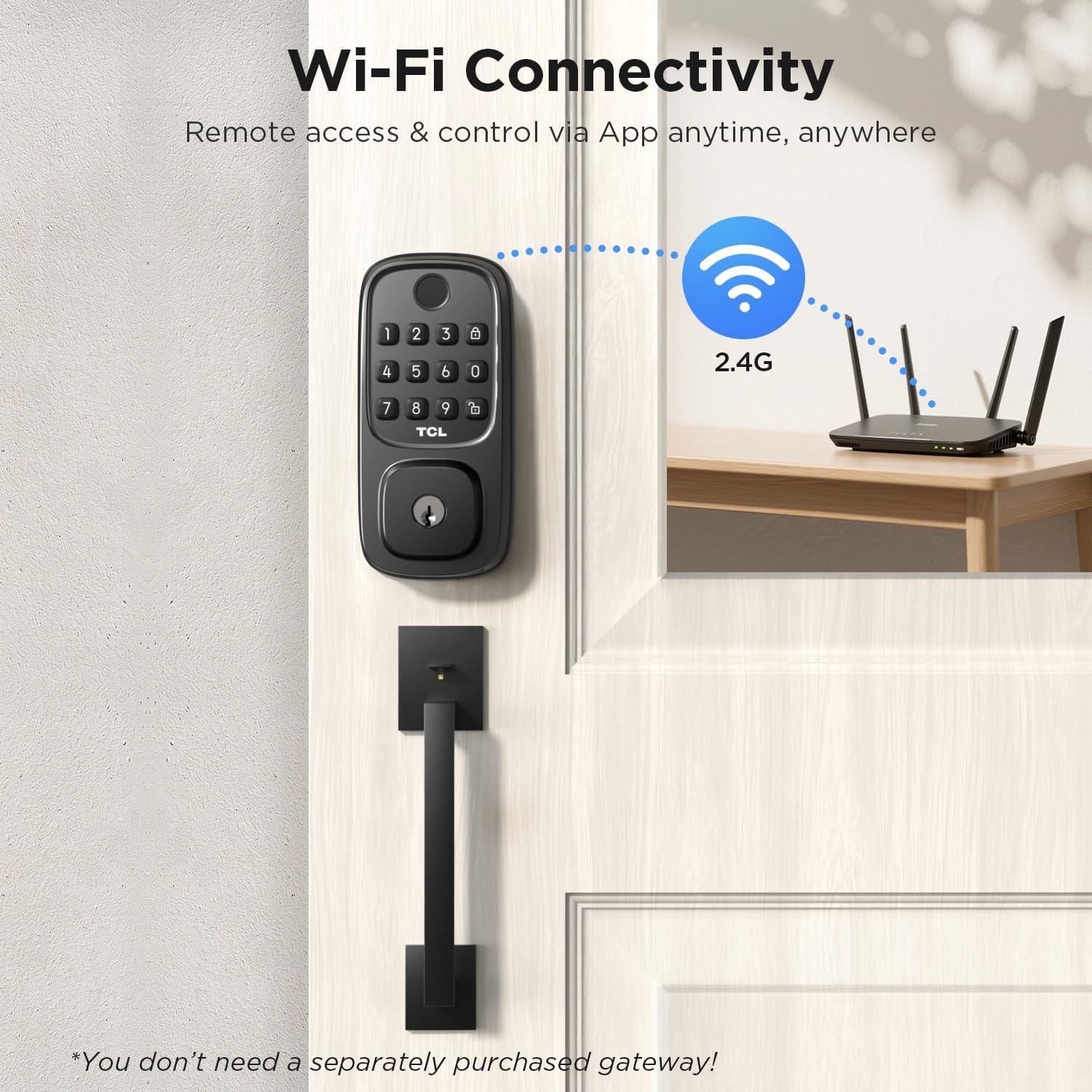 Cerradura Inteligente TCL D1 con Huella Digital y WiFi - Negro