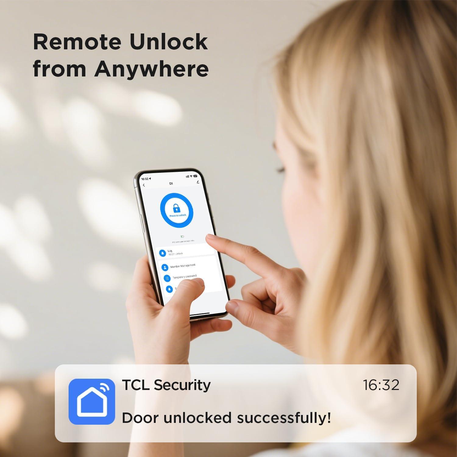 Cerradura Inteligente TCL D1 con Huella Digital y WiFi - Negro