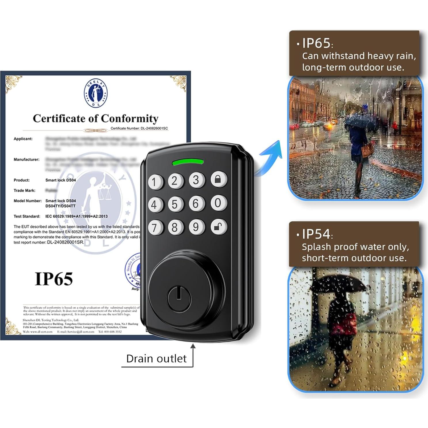 Cerradura Inteligente Hutehoute Wi-Fi Control Remoto IP65