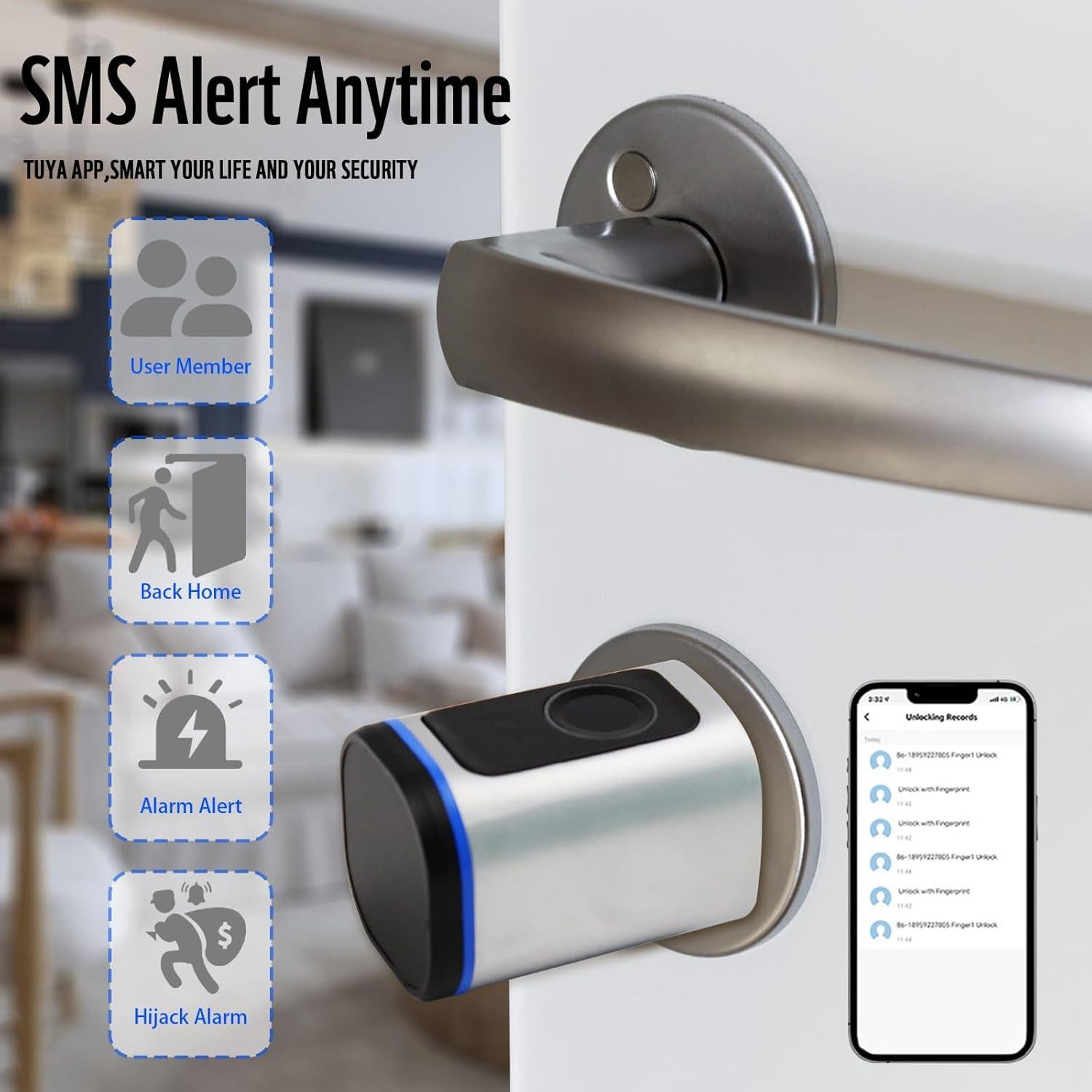 Cerradura Inteligente Biométrica JSHYGOUP Plata para Puertas