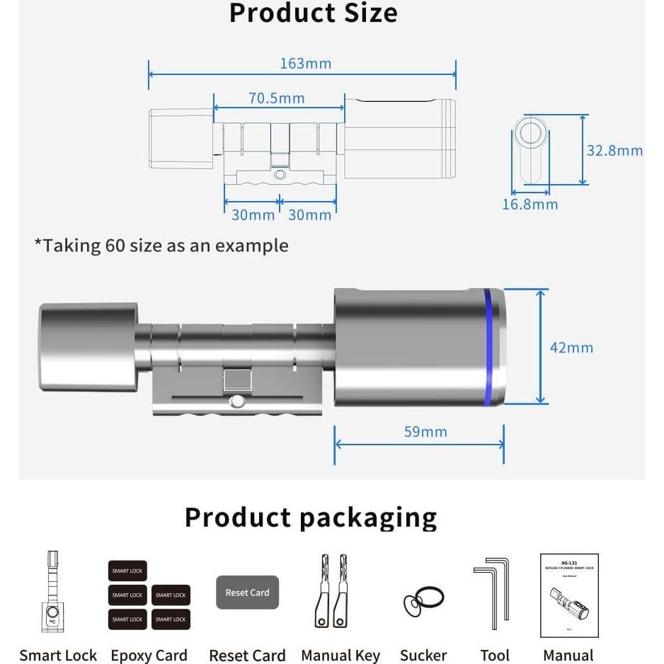 Cerradura Inteligente Biométrica JSHYGOUP Plata para Puertas