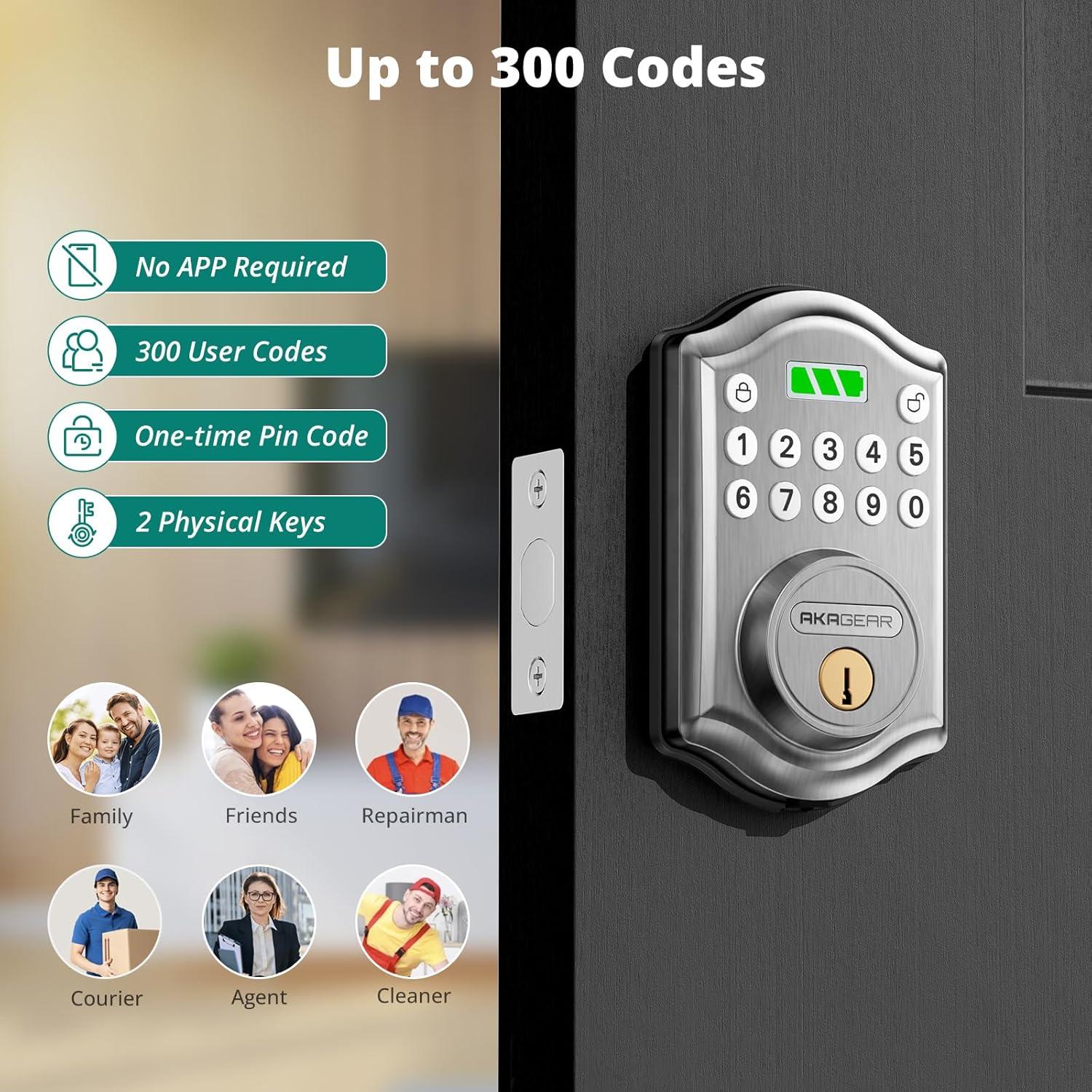 Cerradura inteligente sin llave AkaGear DS10 Mini Níquel Satinado