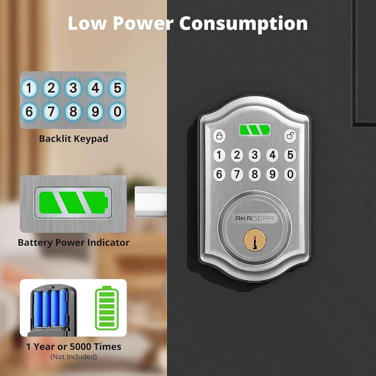 Cerradura inteligente sin llave AkaGear DS10 Mini Níquel Satinado