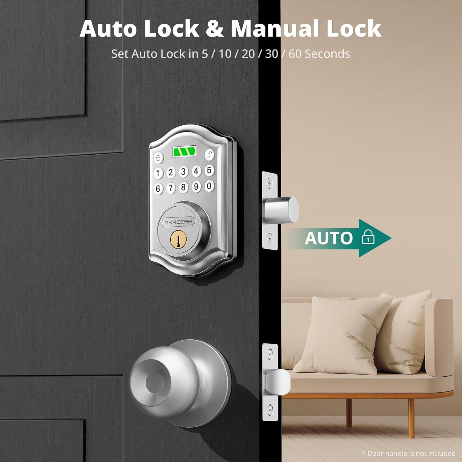 Cerradura inteligente sin llave AkaGear DS10 Mini Níquel Satinado