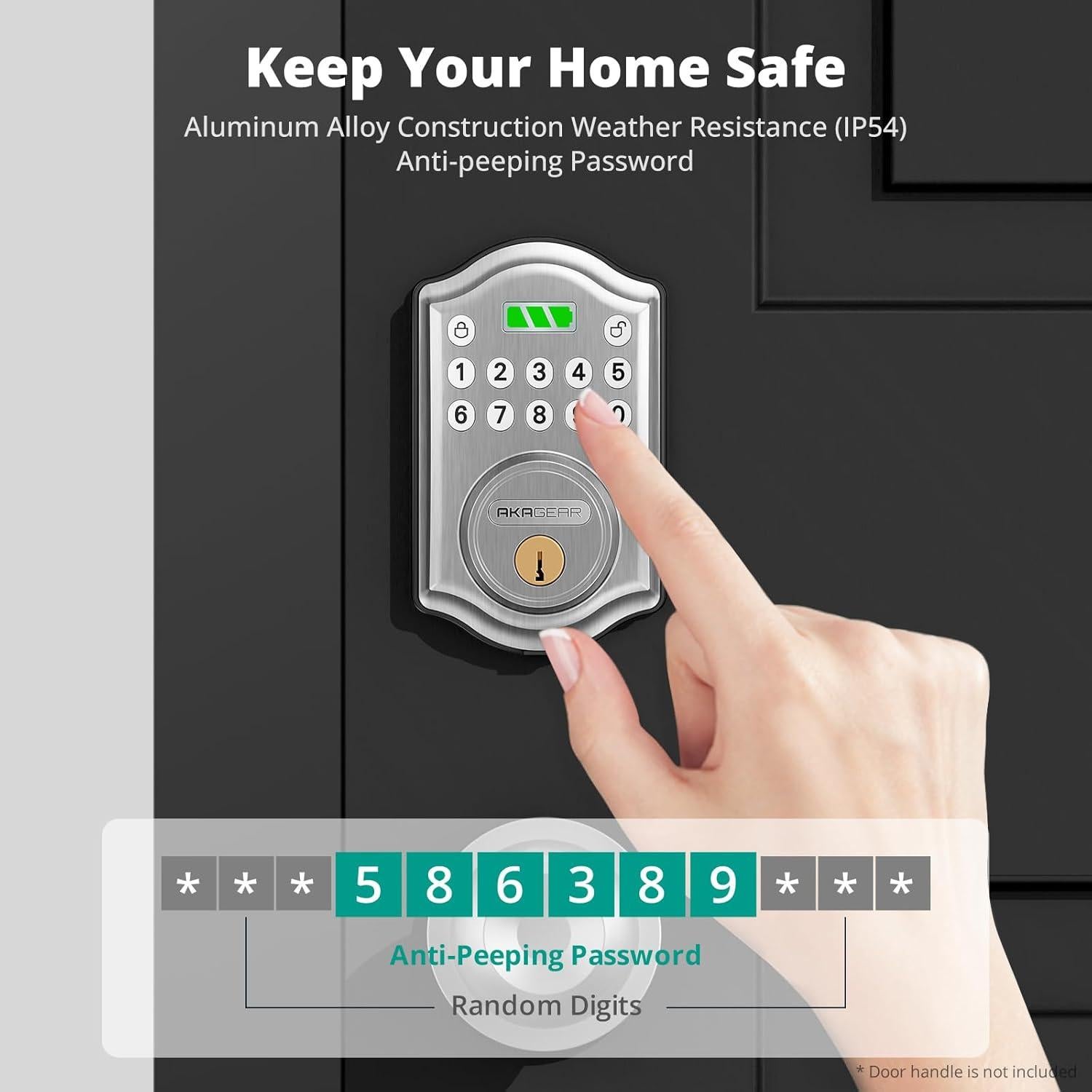 Cerradura inteligente sin llave AkaGear DS10 Mini Níquel Satinado