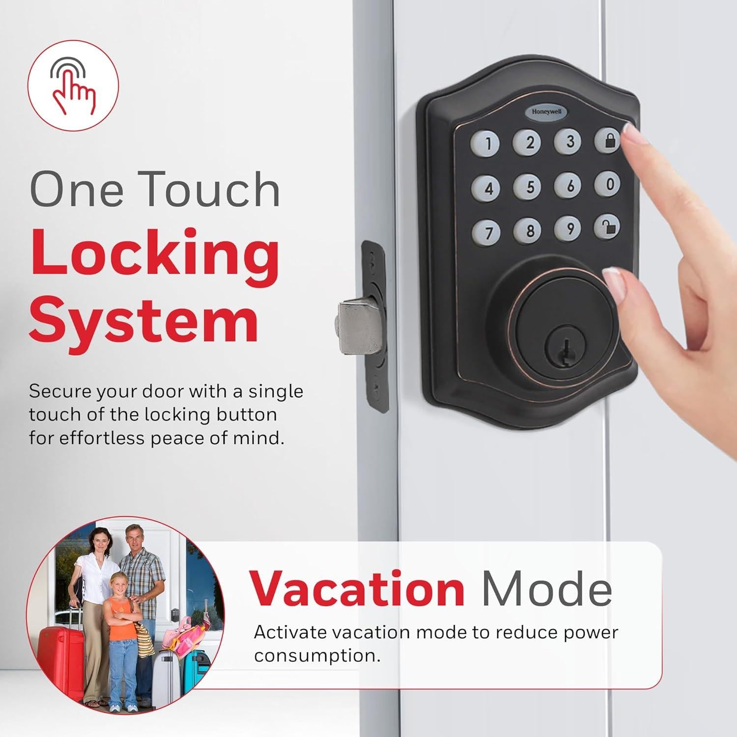 Cerradura Electrónica Honeywell de Entrada Sin Llave Bronce