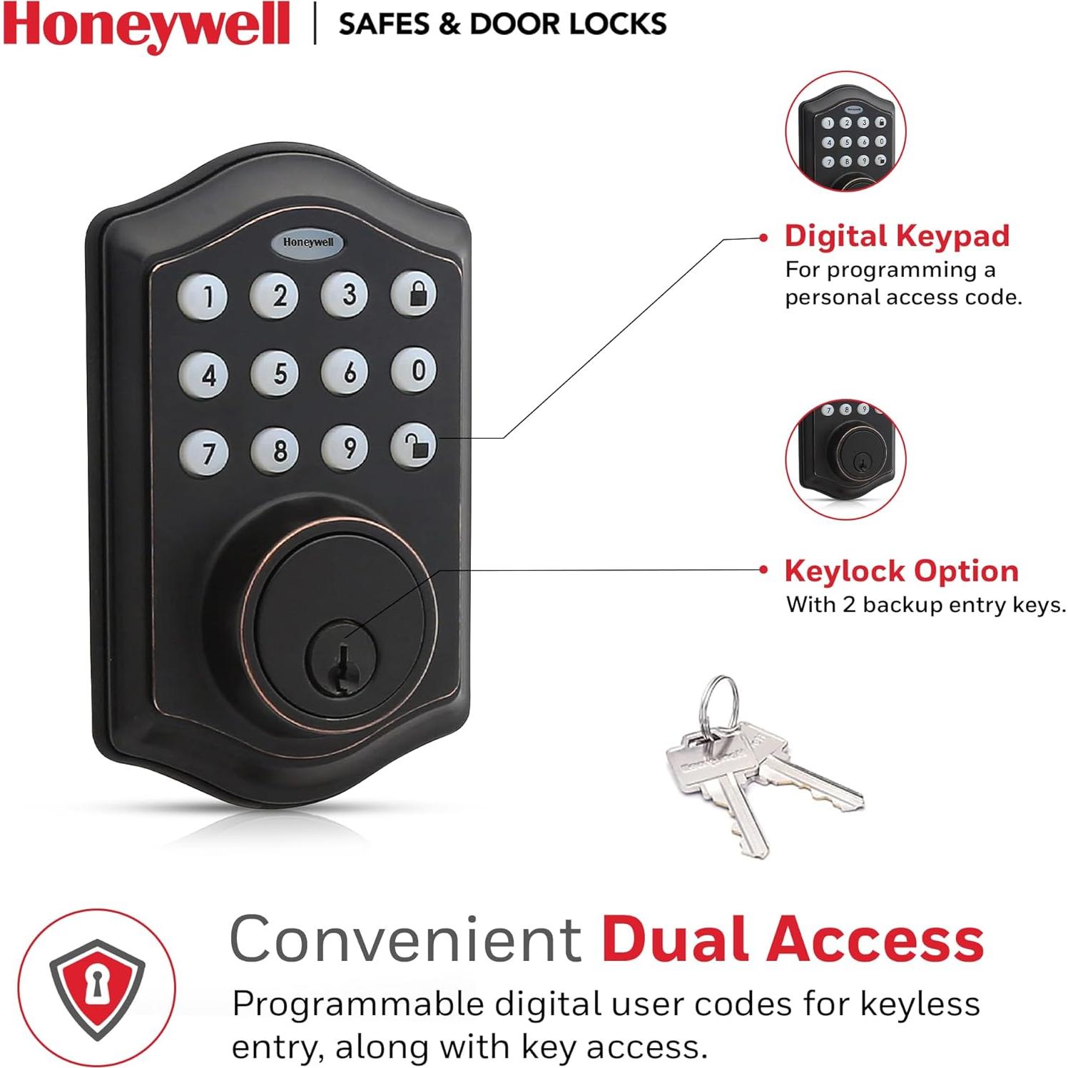 Cerradura Electrónica Honeywell de Entrada Sin Llave Bronce
