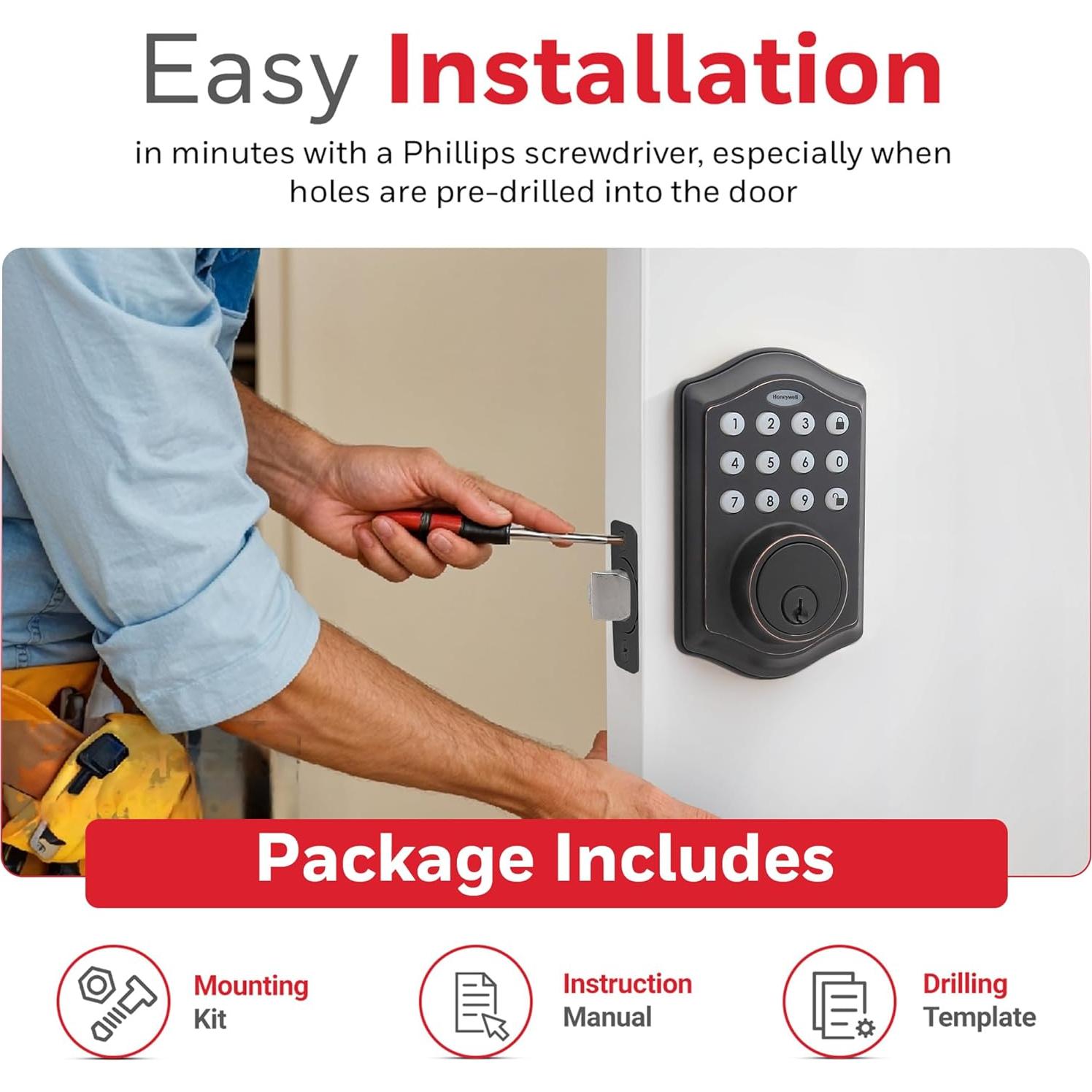 Cerradura Electrónica Honeywell de Entrada Sin Llave Bronce