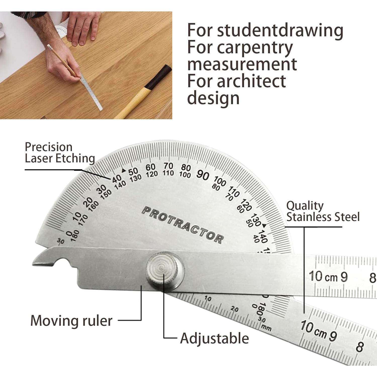 Transportador de Ángulo de Acero Inoxidable Nortools 10 cm