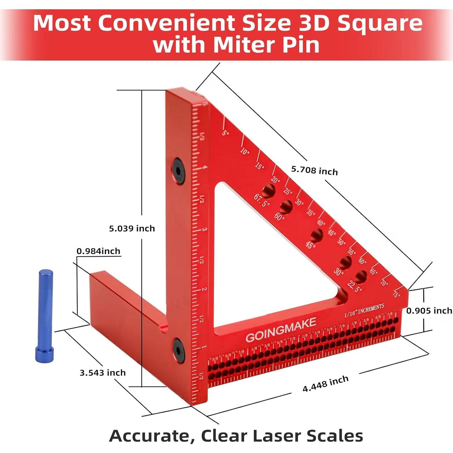 Escuadra de Carpintero GOINGMAKE 10.16 x 12.7 cm Color Rojo