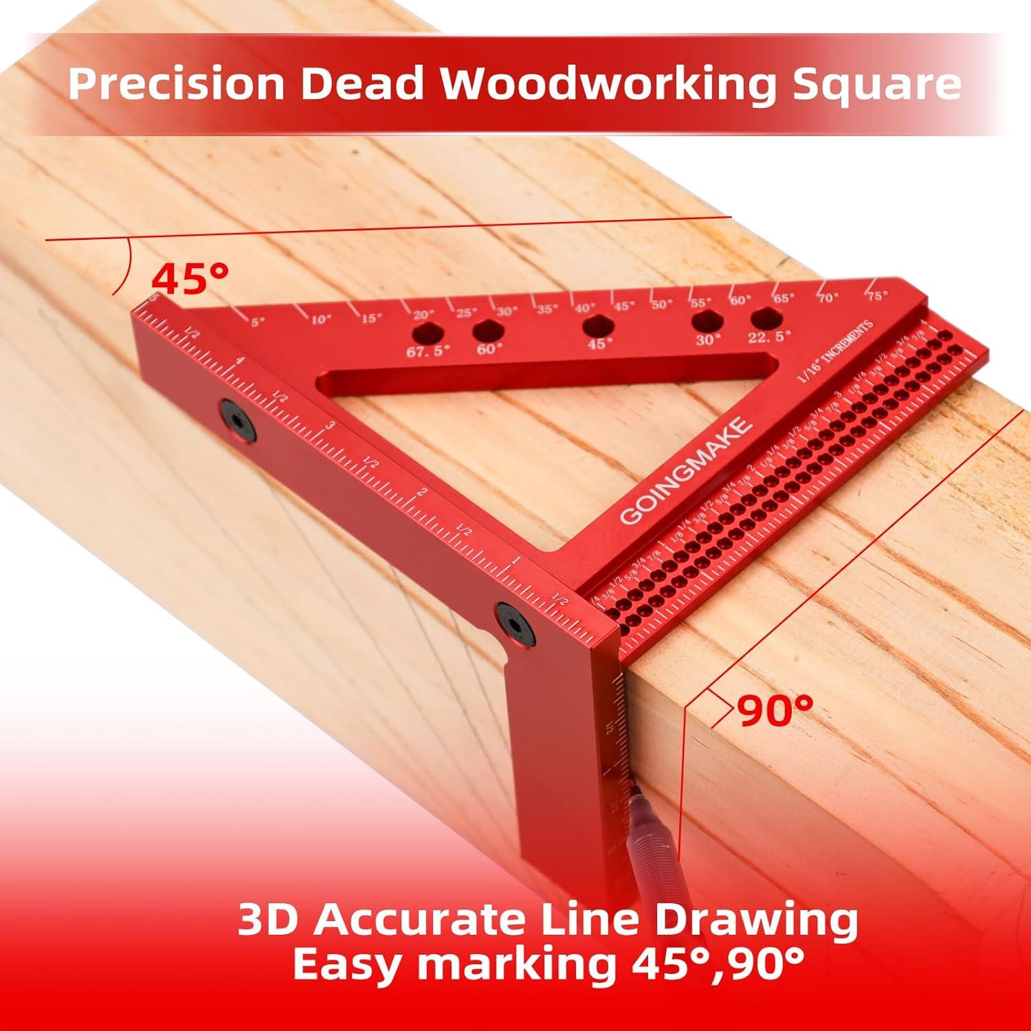 Escuadra de Carpintero GOINGMAKE 10.16 x 12.7 cm Color Rojo
