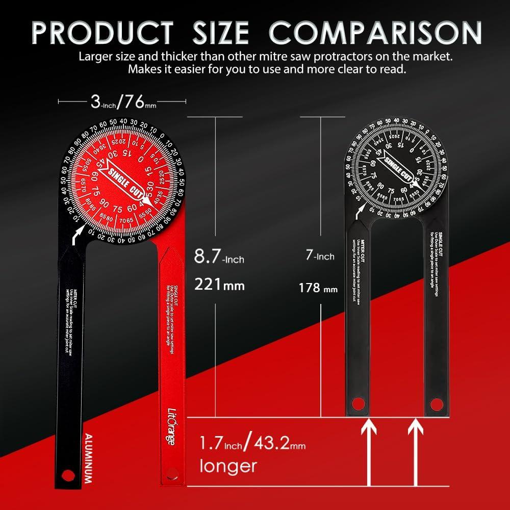 Transportador de Inglete Litorange 22 cm Aluminio Precisión