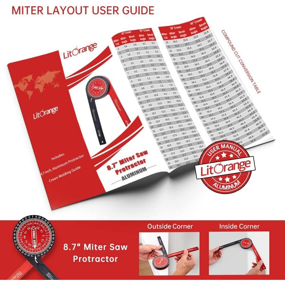 Transportador de Inglete Litorange 22 cm Aluminio Precisión