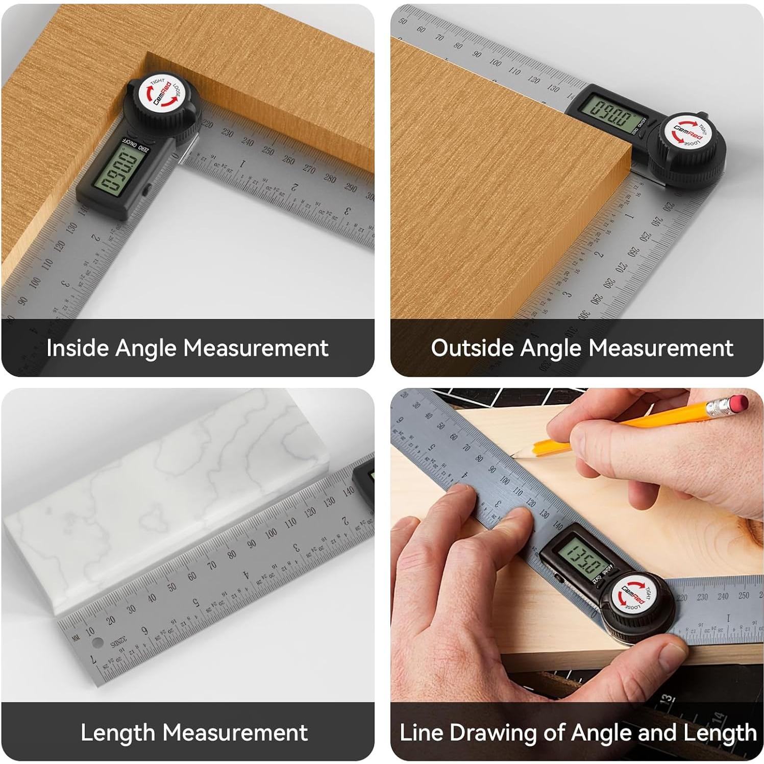 Buscador de Ángulo Digital GemRed 82305 Acero Inoxidable 200mm