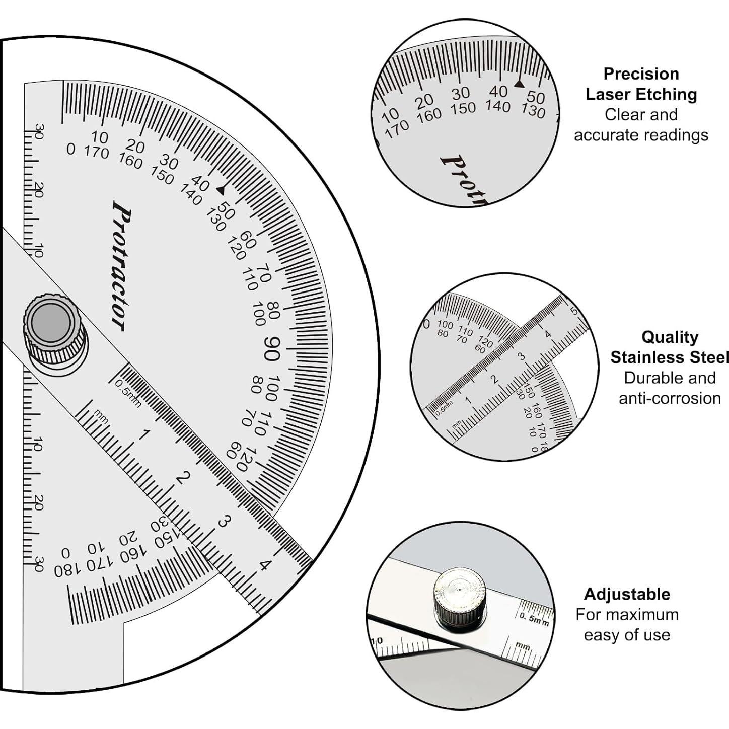 Transportador de Ángulo Ajustable Nortools 30 cm Acero Inoxidable
