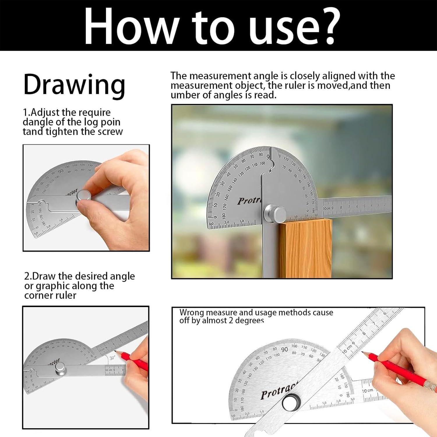 Transportador de Ángulo Ajustable Nortools 30 cm Acero Inoxidable