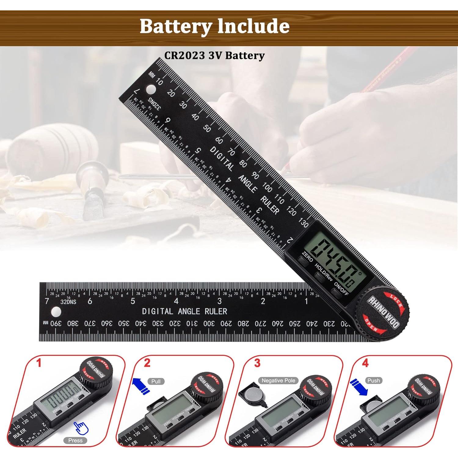Transportador de Ángulo Digital TBVHOMM 200 mm con Baterías