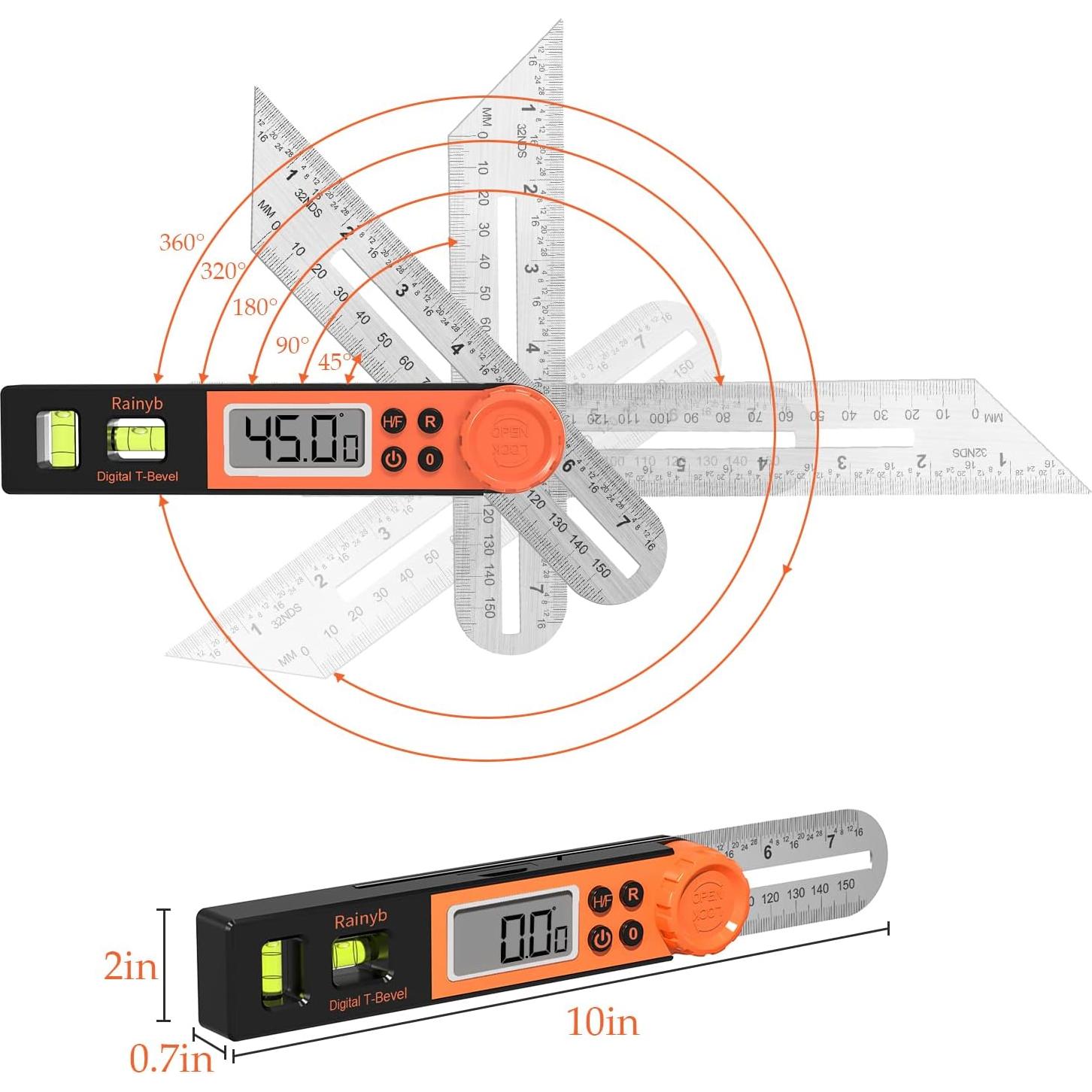 Transportador de Ángulo Digital Rainyb NJDC09 con Pantalla LCD