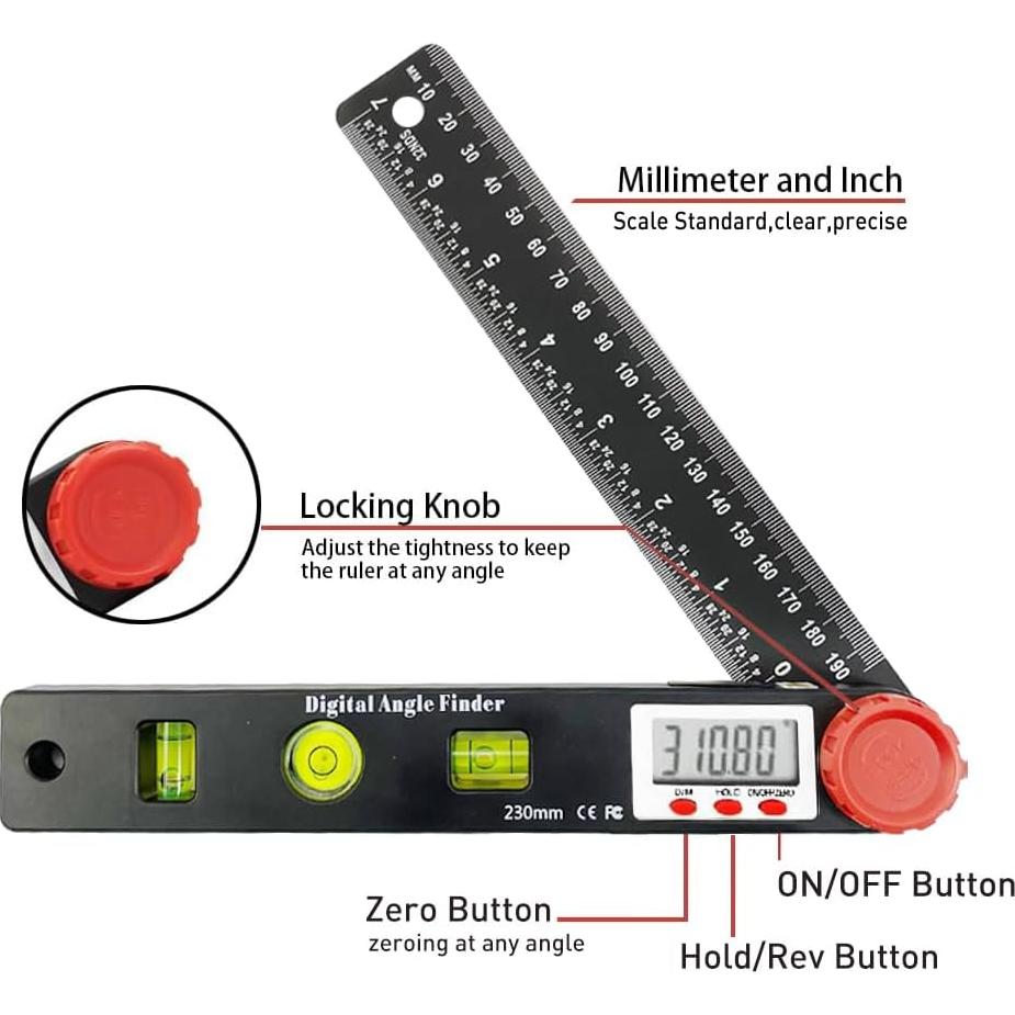 Buscador de Ángulo Digital NORTOOLS 0-360° LCD 7"