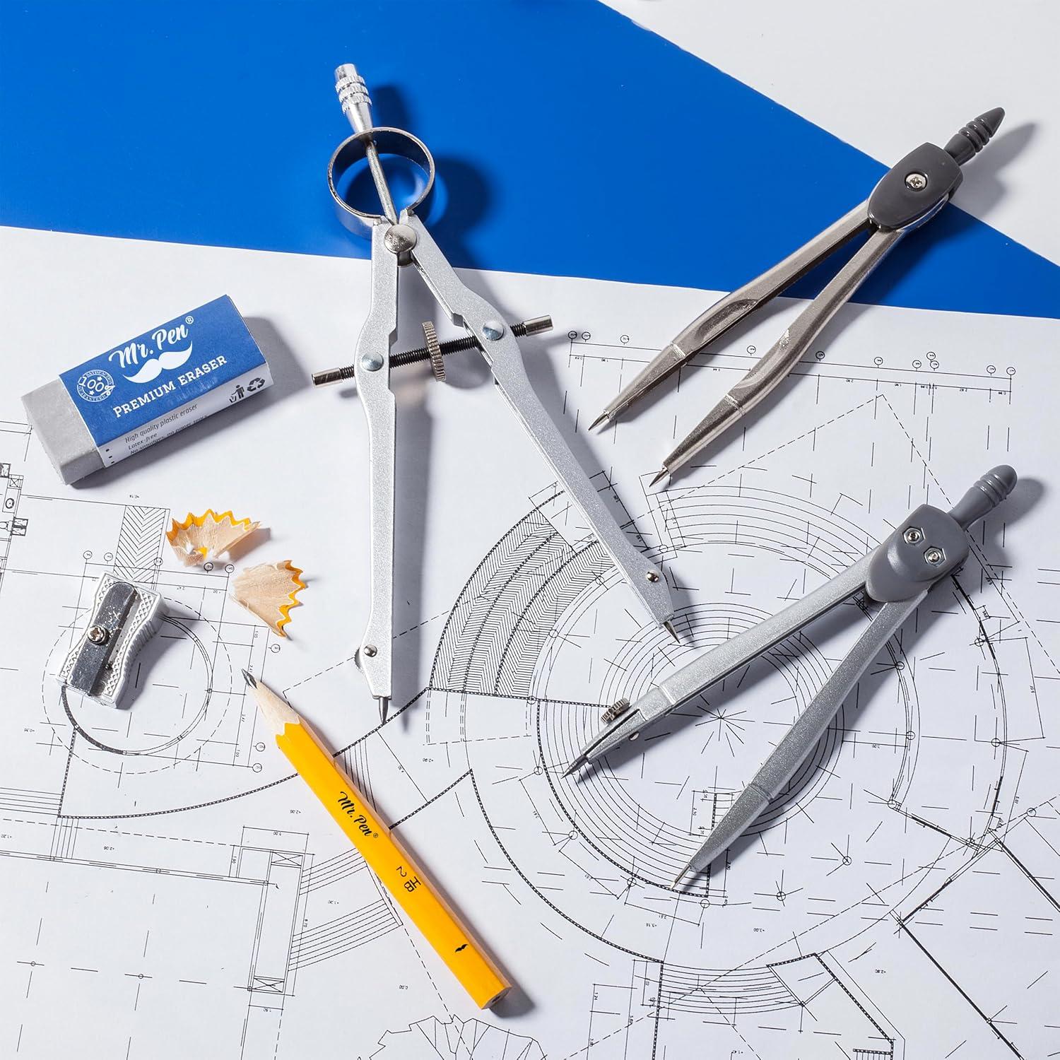 Juego de Geometría Mr. Pen 15 Piezas con Compases y Transportador