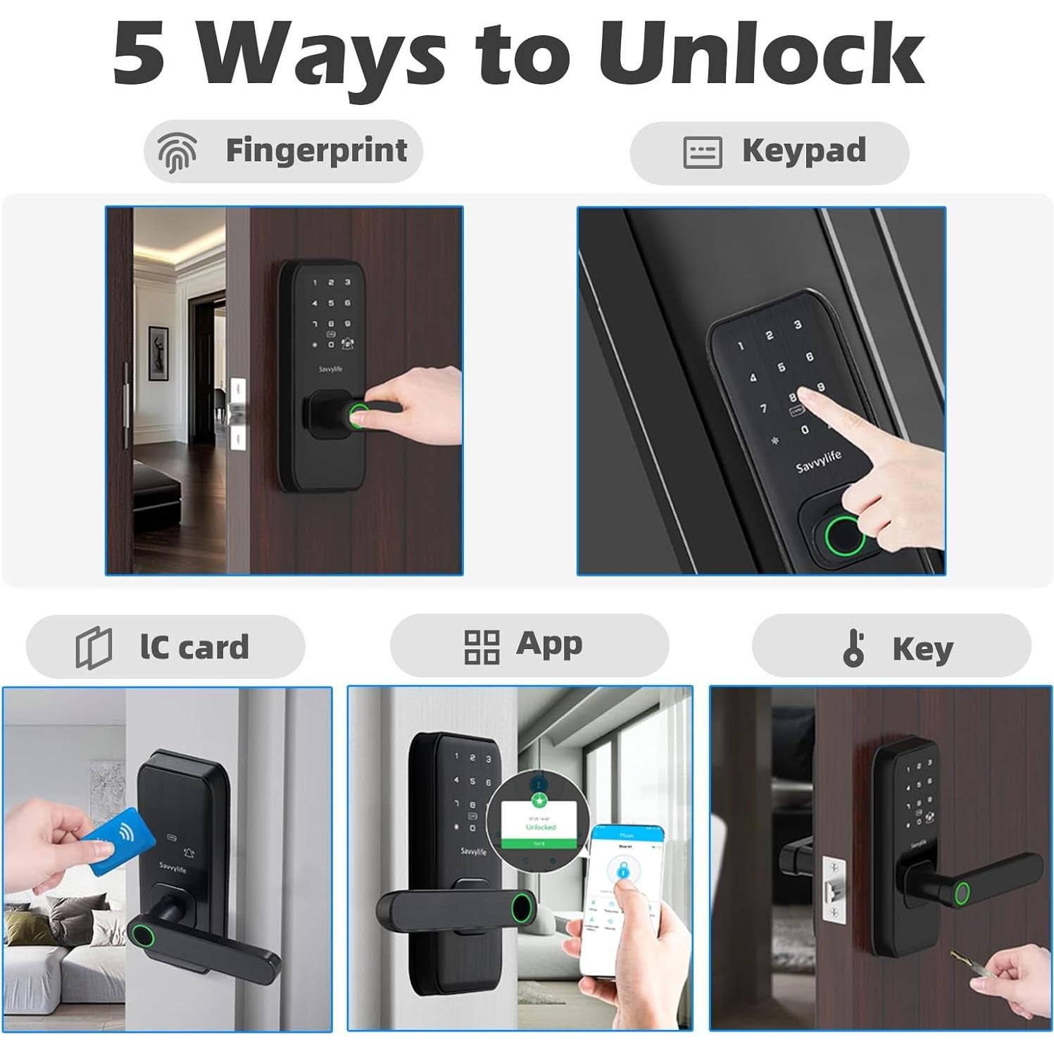 Cerradura Inteligente Savvylife M1 Biometrica con Teclado y Bluetooth