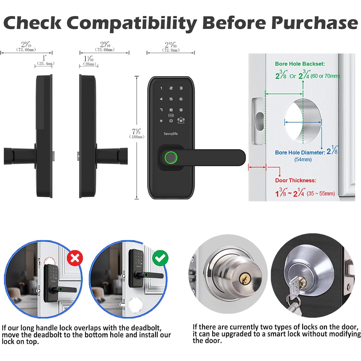 Cerradura Inteligente Savvylife M1 Biometrica con Teclado y Bluetooth