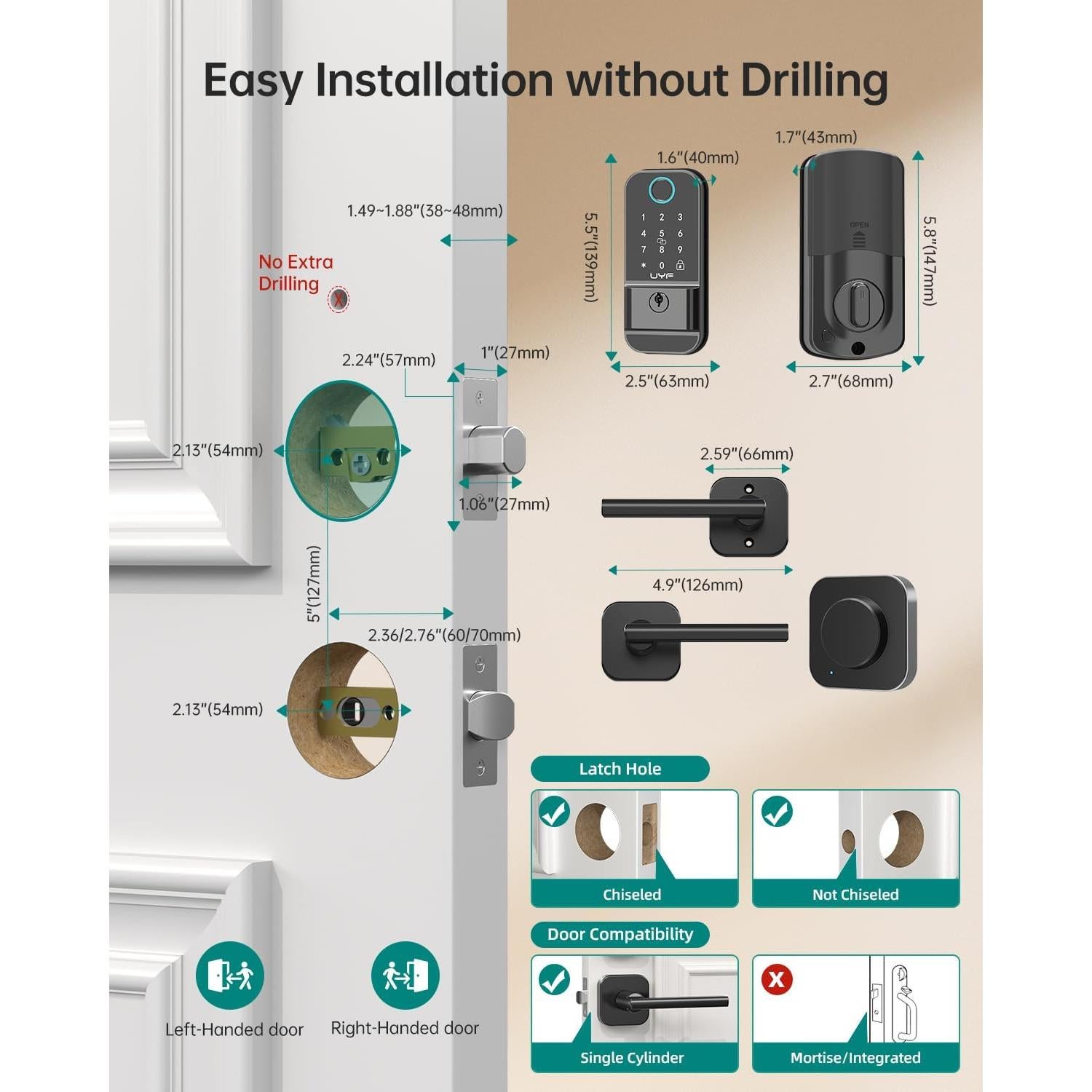 Cerradura Inteligente UYF WiFi con Huella Dactilar y Teclado