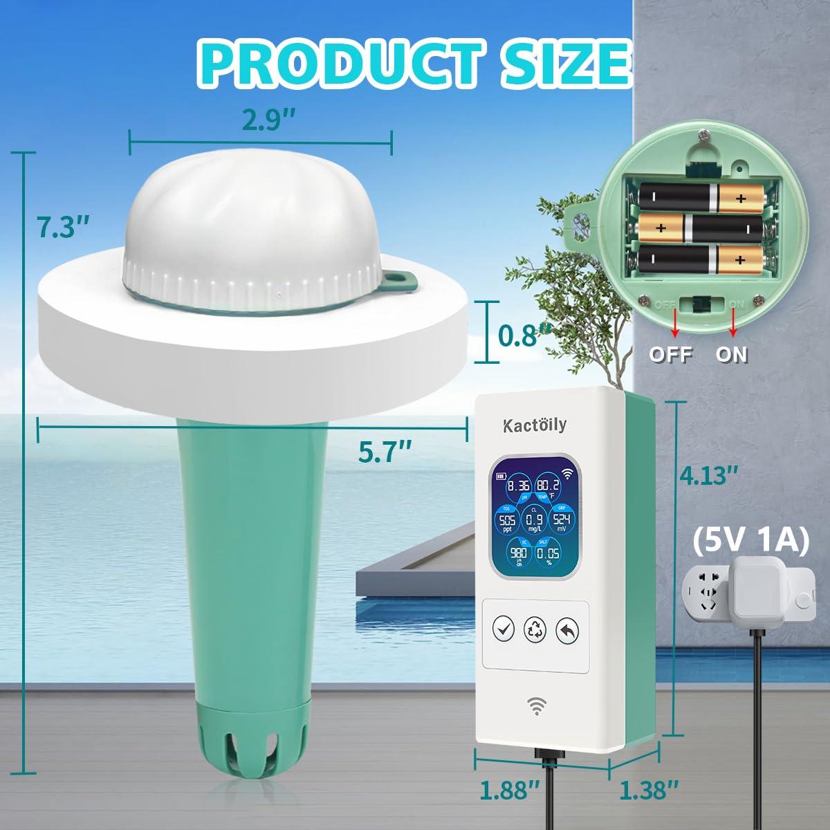 Monitor de Agua Inteligente Kactoily para Piscinas - pH, Cloro, Salinidad, EC, TDS, Temp
