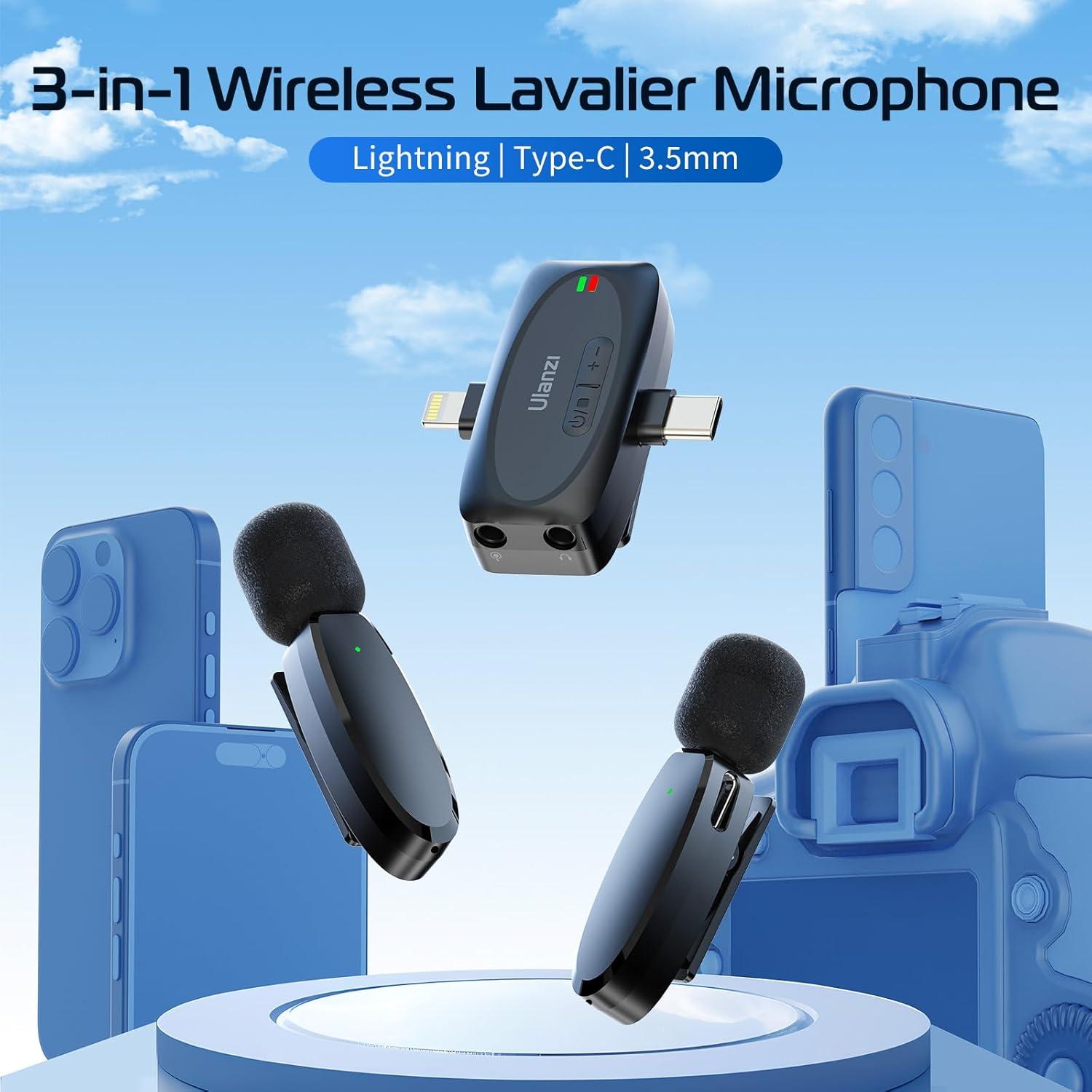 Micrófono Lavalier Inalámbrico ULANZI V6 para iPhone y Android