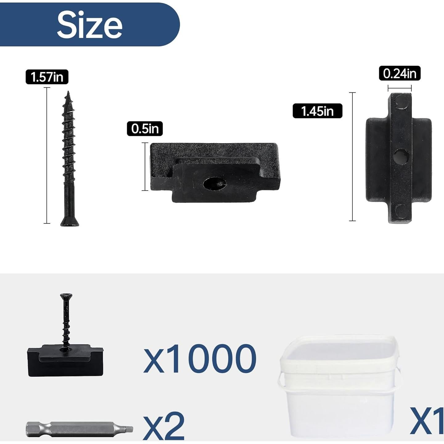 1000 Sujetadores Ocultos de Deck Tanghomi Nylon 7.05 kg