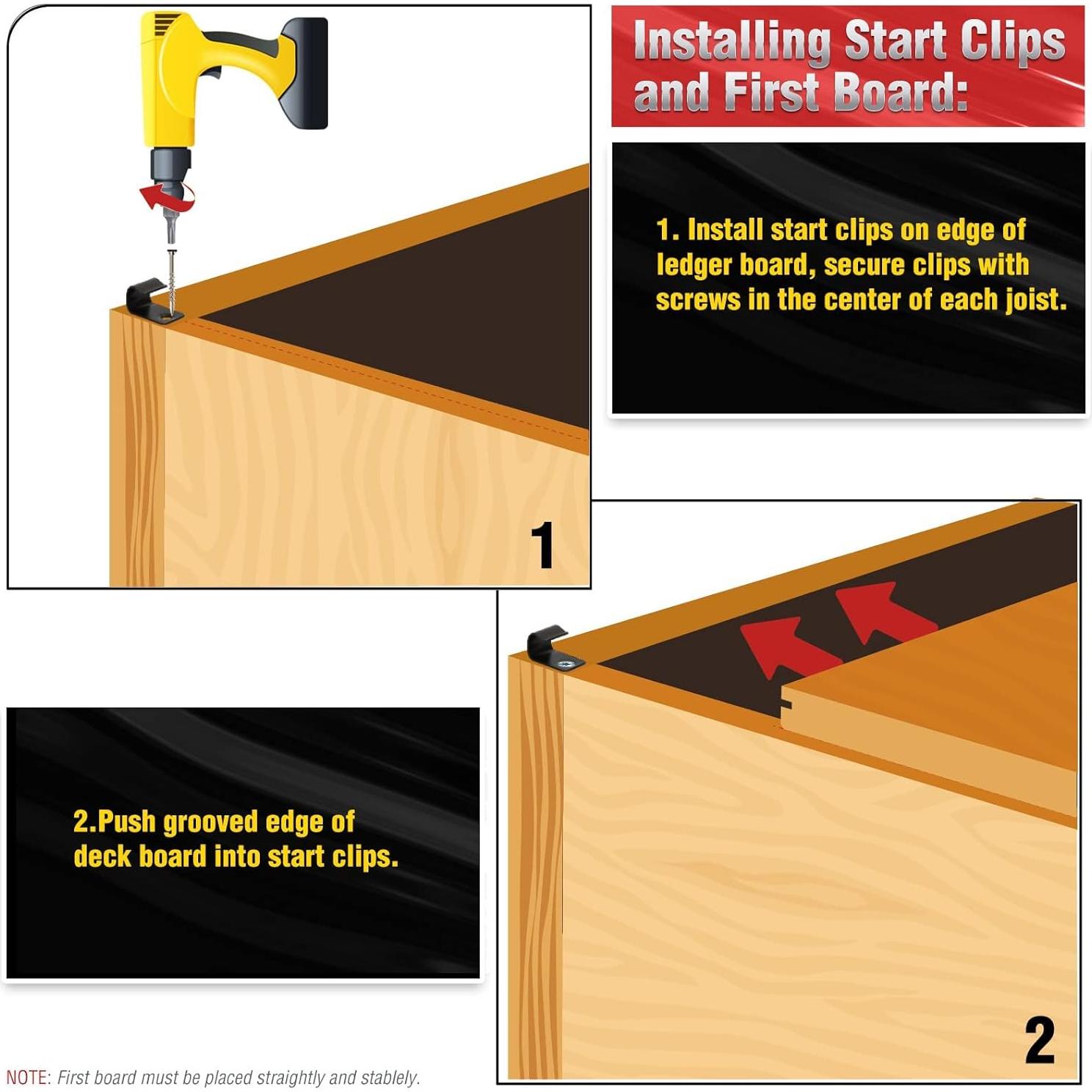 Clips de Inicio ManCoda para Decks Compuestos - 36 Piezas, Negro