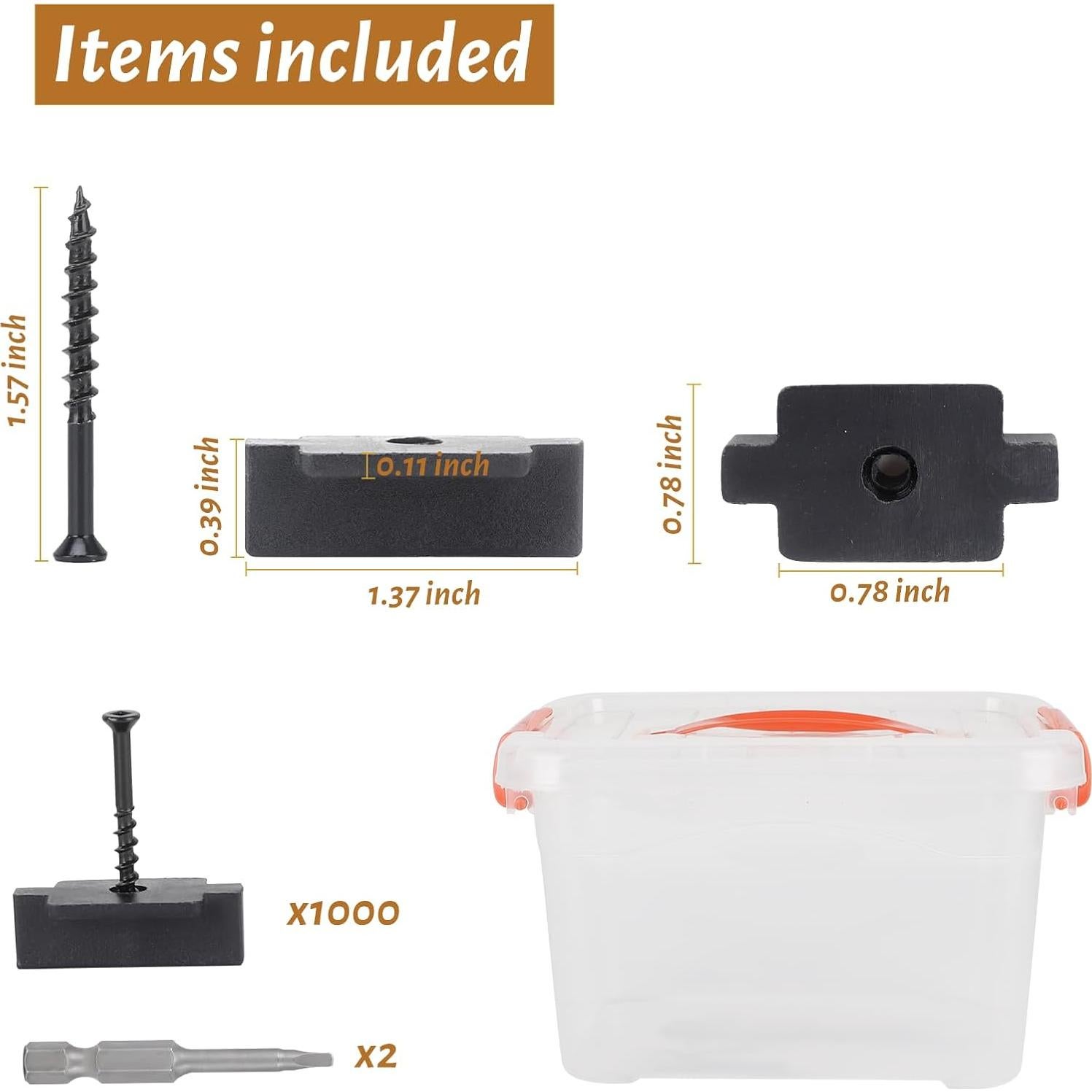 1000 Sujetadores Ocultos de Nylon Yeipower para Deck Compuesto