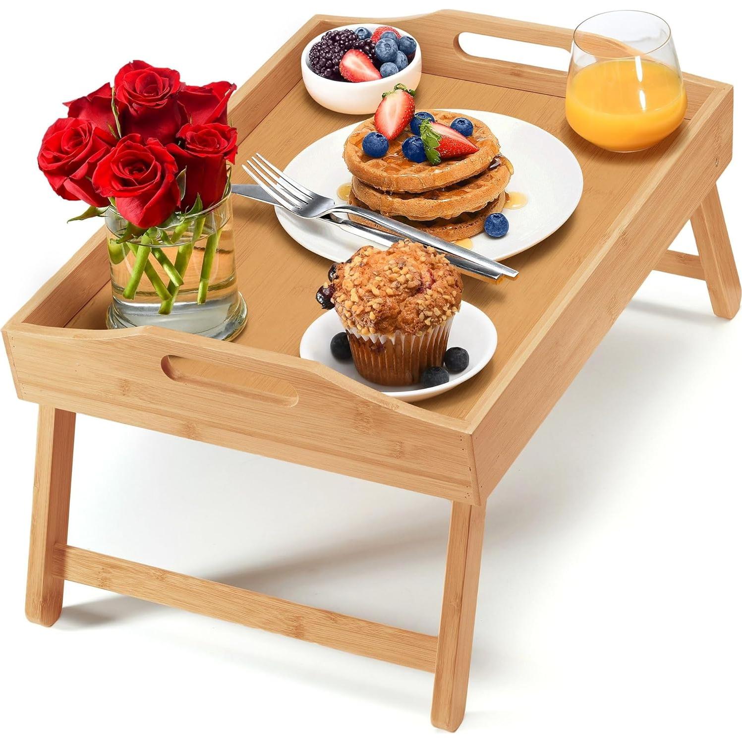 Bandeja de Mesa para Cama Home-It de Bambú Plegable 45.72x30.48cm