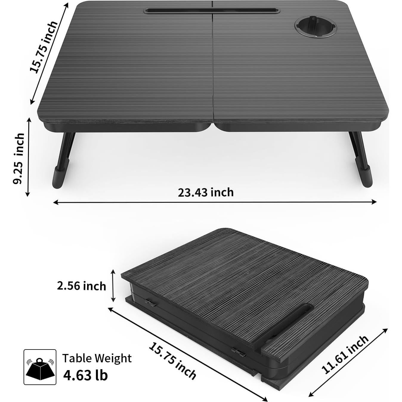 Escritorio Plegable para Laptop BUYIFY Negro 59x40 cm