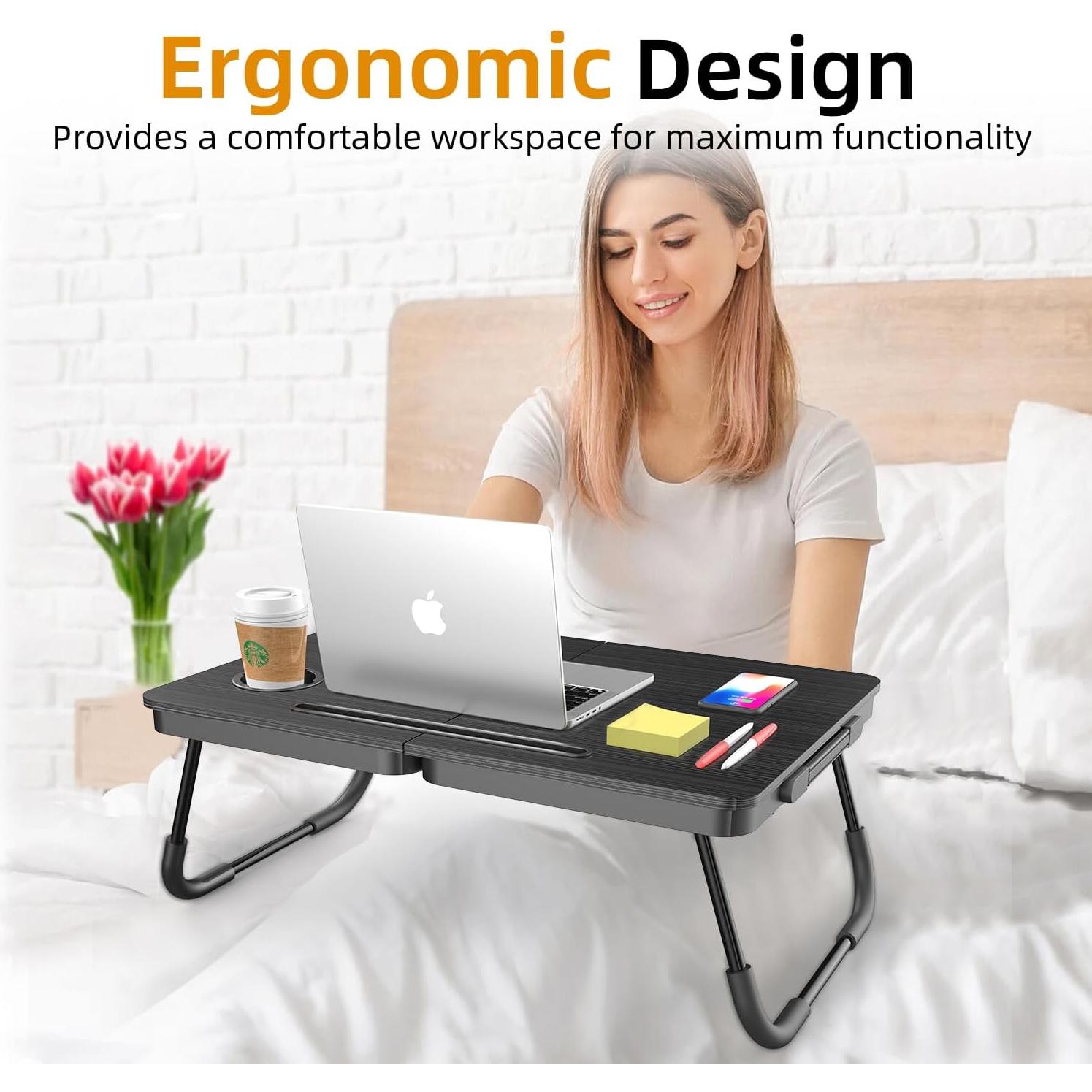 Escritorio Plegable para Laptop BUYIFY Negro 59x40 cm