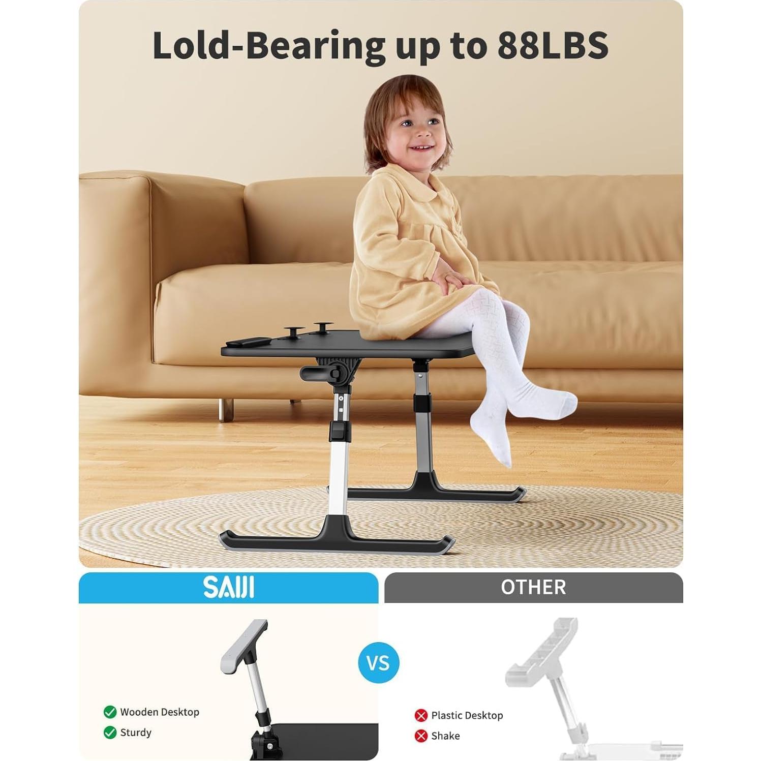 Escritorio Plegable para Laptop SAIJI 60x33 cm Negro Ajustable