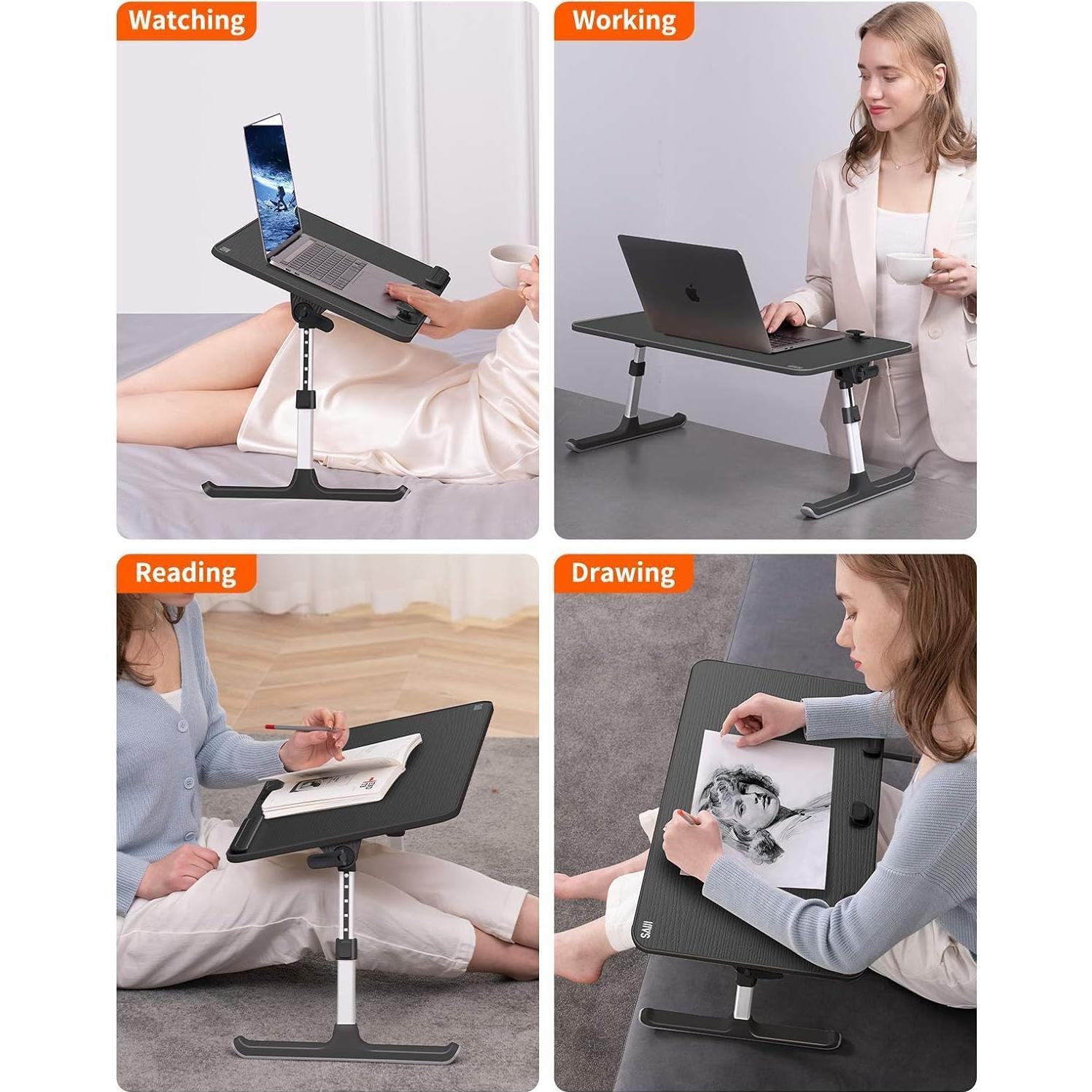 Escritorio Plegable para Laptop SAIJI 60x33 cm Negro Ajustable