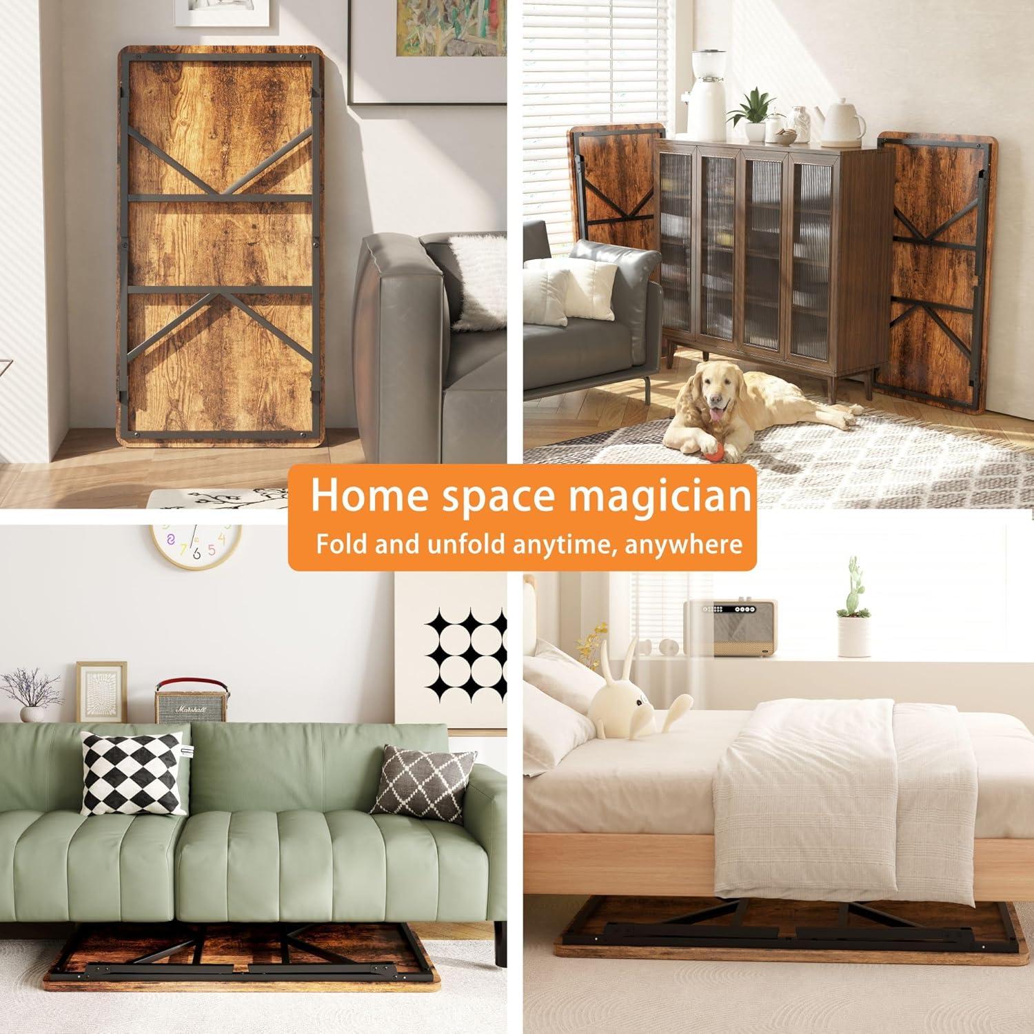 Folding Coffee Table, No Assembly Low Table, Desk for Sitting on The Floor, Portable for Living Room, Home, Caravan and Outdoor Use, 31.5L x 15.8W' x 15.8H'