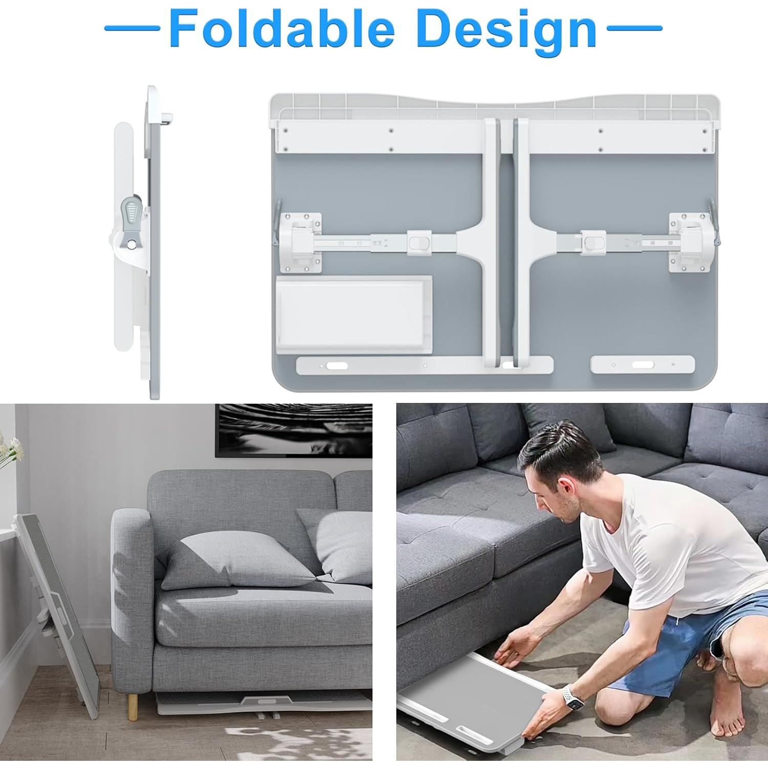 Laptop Desk for Bed, Adjustable Bed Table with Leather Desktop, Foldable X-Large Laptop Bed Trays with Drawer for Bed Couch Floor Writing Working Reading Eating Painting (Gray, 23.6"×15.7")