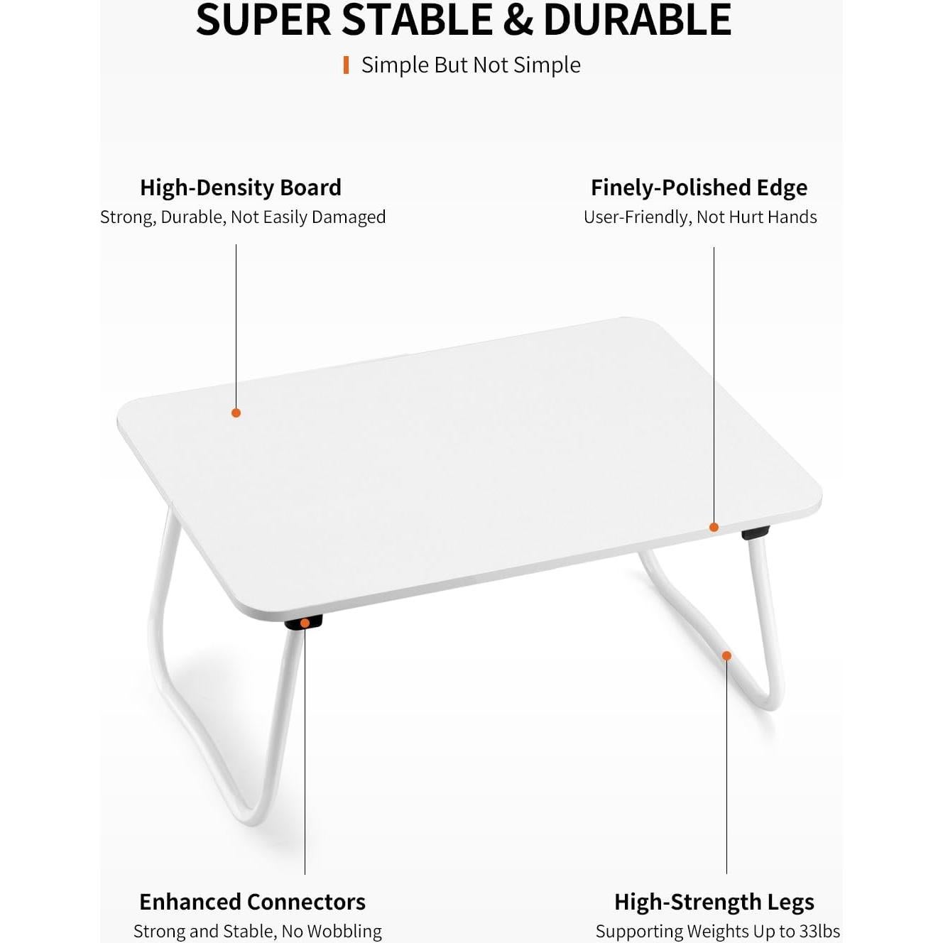 Escritorio Plegable FISYOD Blanco para Laptop 29.5x44.5 cm