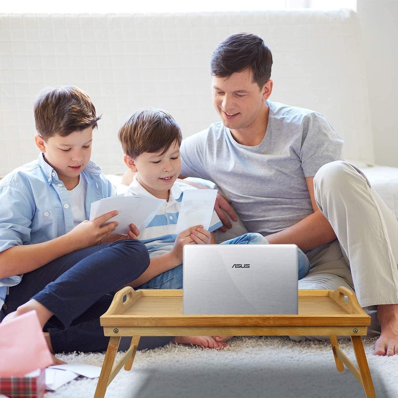 Mesa de bandeja de cama Artmeer de bambú con patas plegables