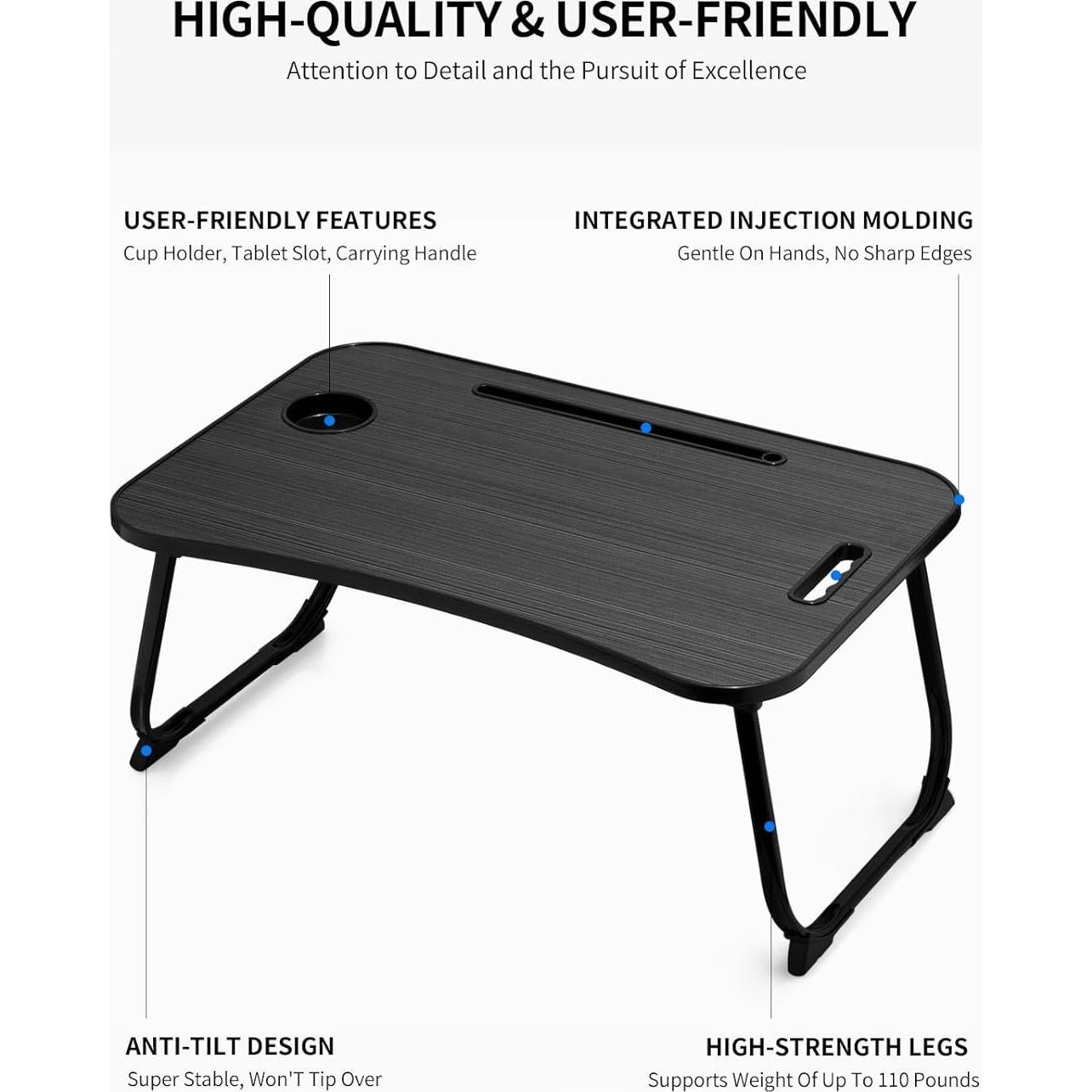 Escritorio Plegable para Laptop ZEAPTAC Negro 60x40cm