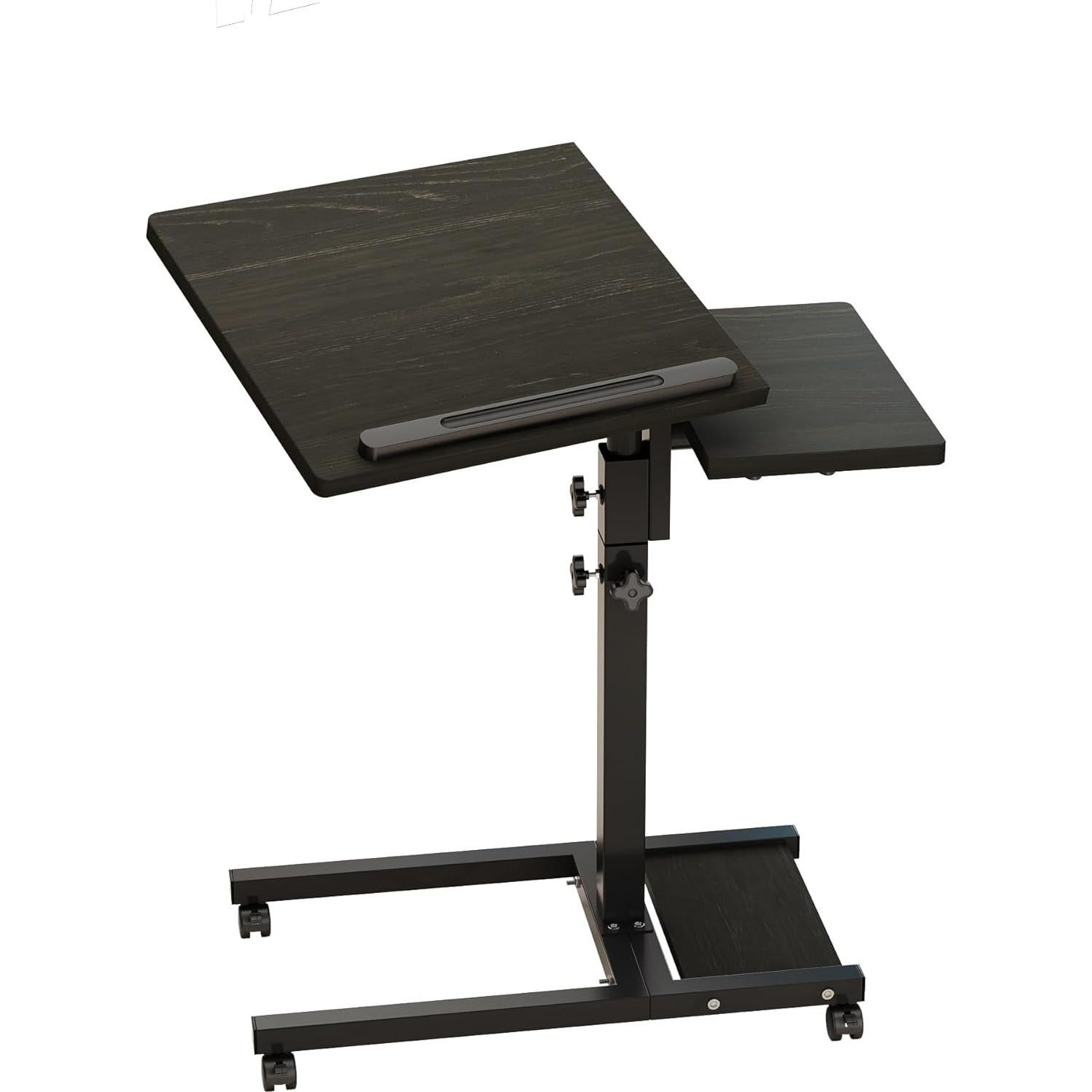 TigerDad Mobile Adjustable Height Laptop Stand PC Portable Laptop Swivel Table Rolling Table with Wheels Caster and Mouse Pad (Dekuwood)