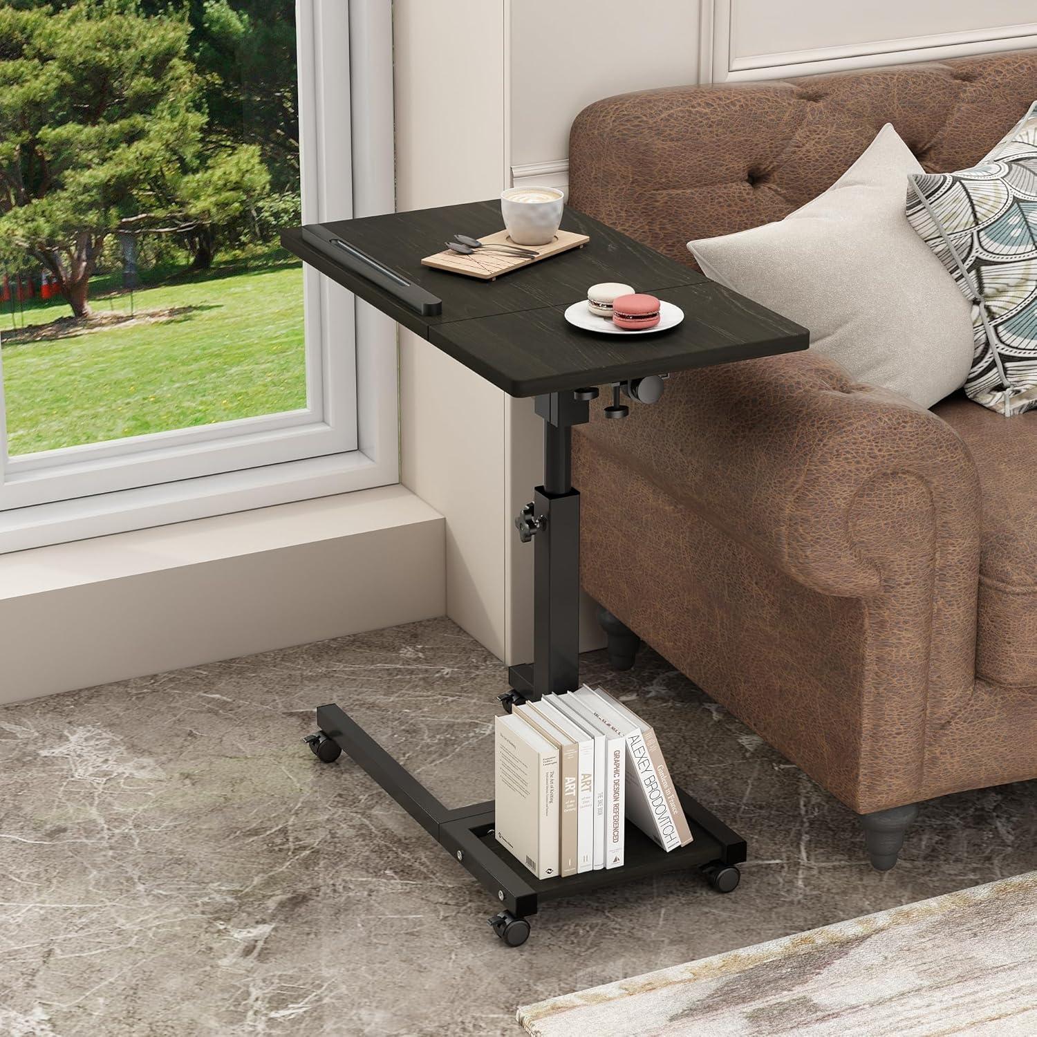 TigerDad Mobile Adjustable Height Laptop Stand PC Portable Laptop Swivel Table Rolling Table with Wheels Caster and Mouse Pad (Dekuwood)