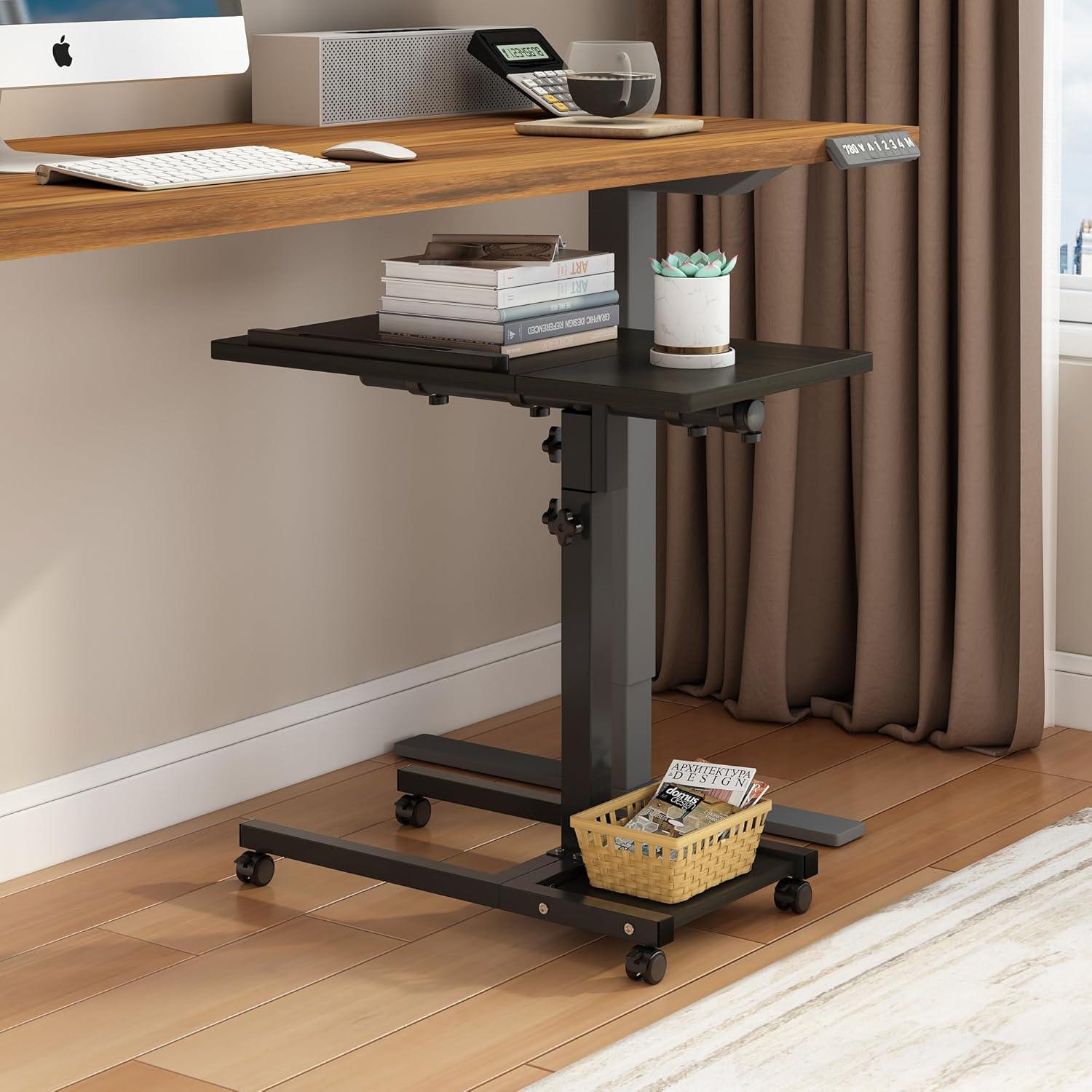 TigerDad Mobile Adjustable Height Laptop Stand PC Portable Laptop Swivel Table Rolling Table with Wheels Caster and Mouse Pad (Dekuwood)