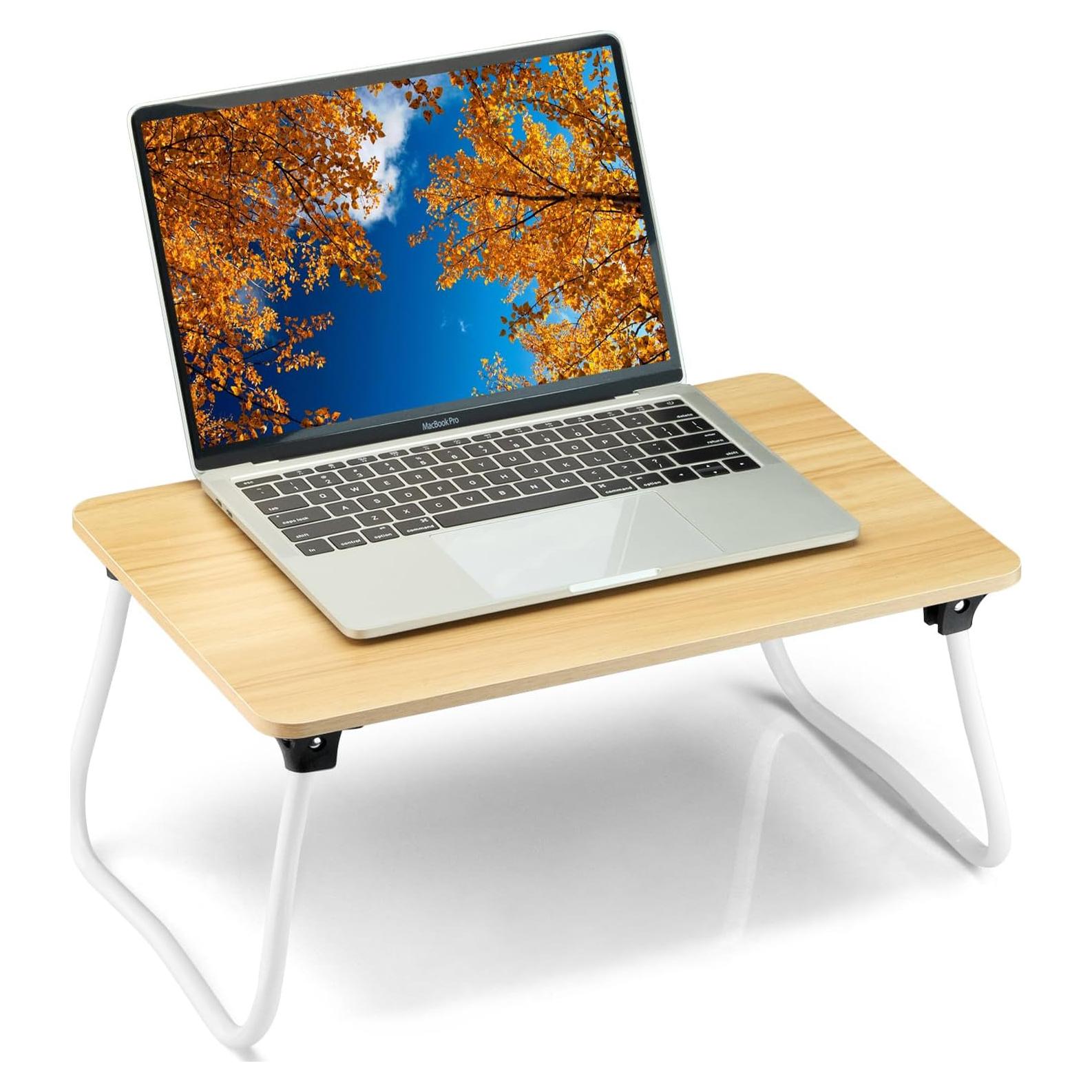 Portable Lap Desk Bed Desk Lap Table Bed Table, Laptop Stand Breakfast Serving Tray, Foldable & Lightweight Mini Table, Lap Tablet Desk for Sofa Couch Floor - - Wood