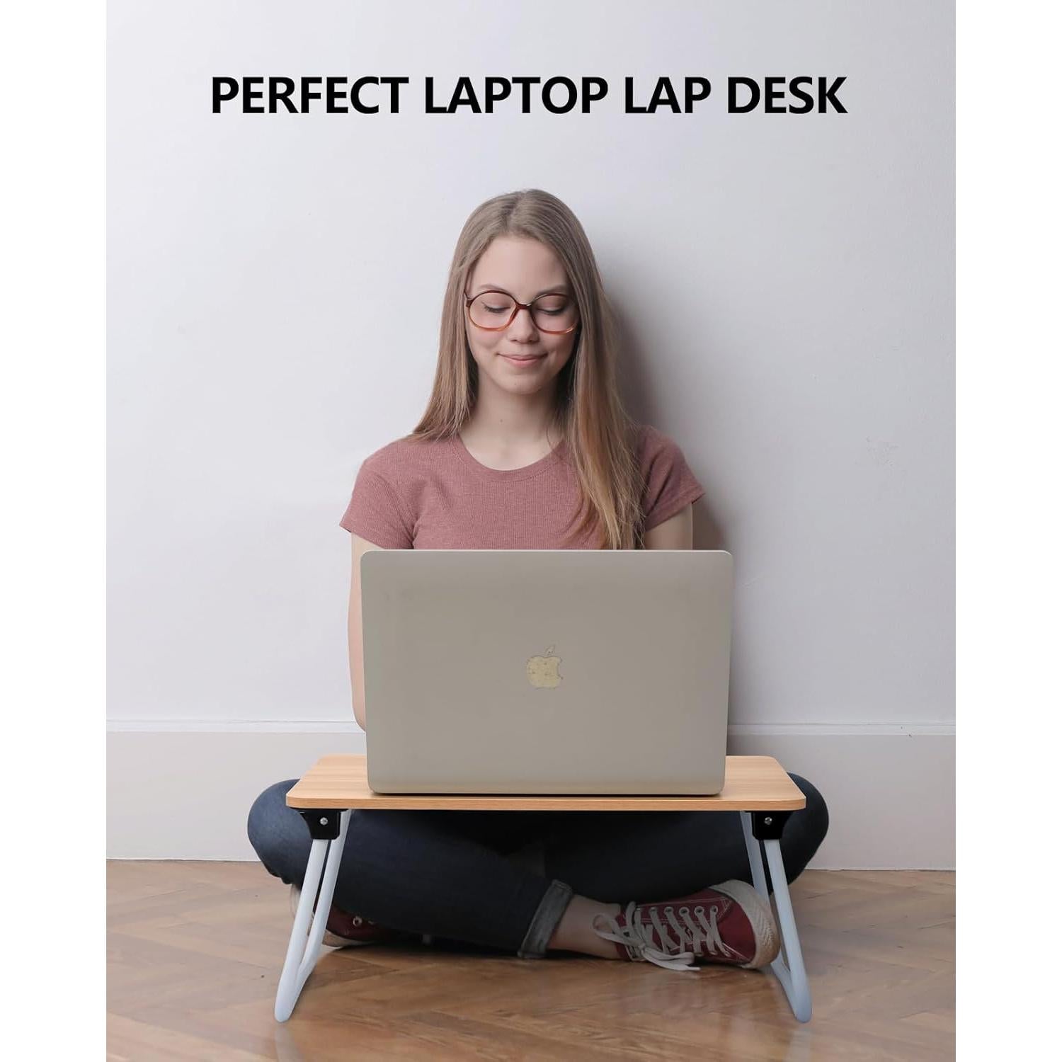 Portable Lap Desk Bed Desk Lap Table Bed Table, Laptop Stand Breakfast Serving Tray, Foldable & Lightweight Mini Table, Lap Tablet Desk for Sofa Couch Floor - - Wood