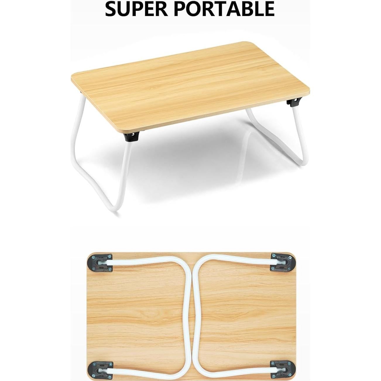 Portable Lap Desk Bed Desk Lap Table Bed Table, Laptop Stand Breakfast Serving Tray, Foldable & Lightweight Mini Table, Lap Tablet Desk for Sofa Couch Floor - - Wood